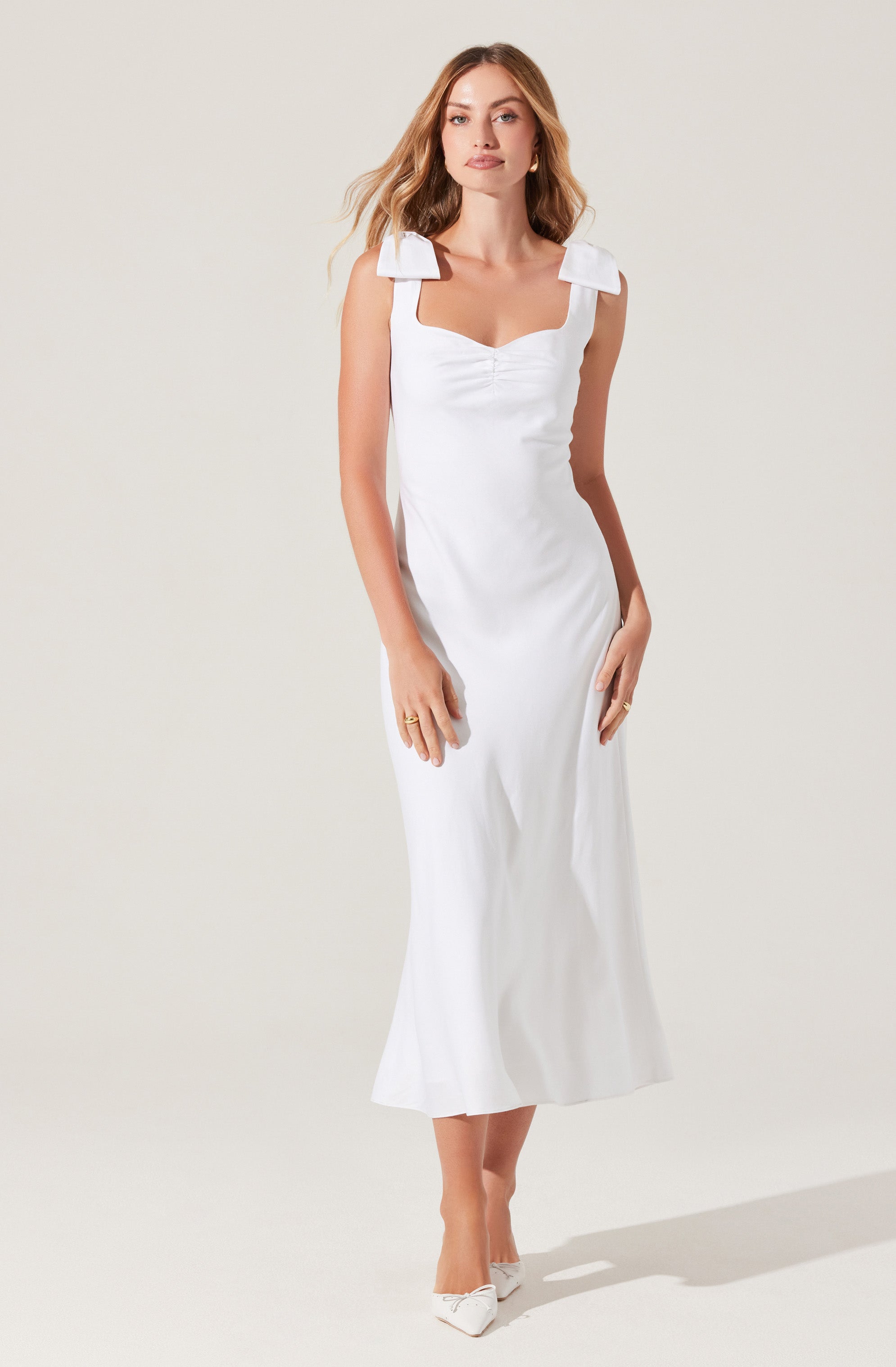 Kateleya Women's Elegant Bow Detail Midi Dress - Flowy Summer Dress for Cocktail Parties, Weddings & Date Nights