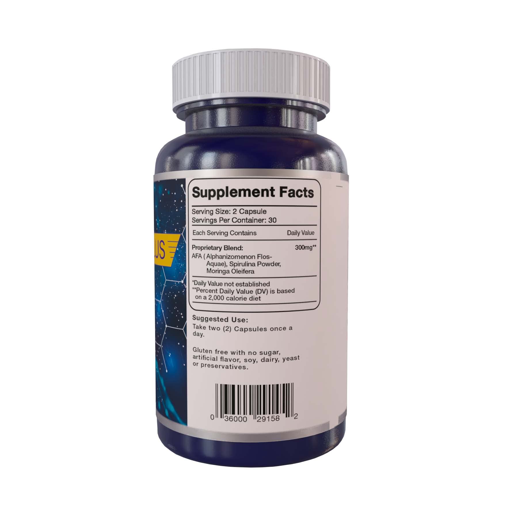 Pure AFA Stem Cell Capsules - Gluten-Free Blue Green Algae (60 Caps) for Immune Support