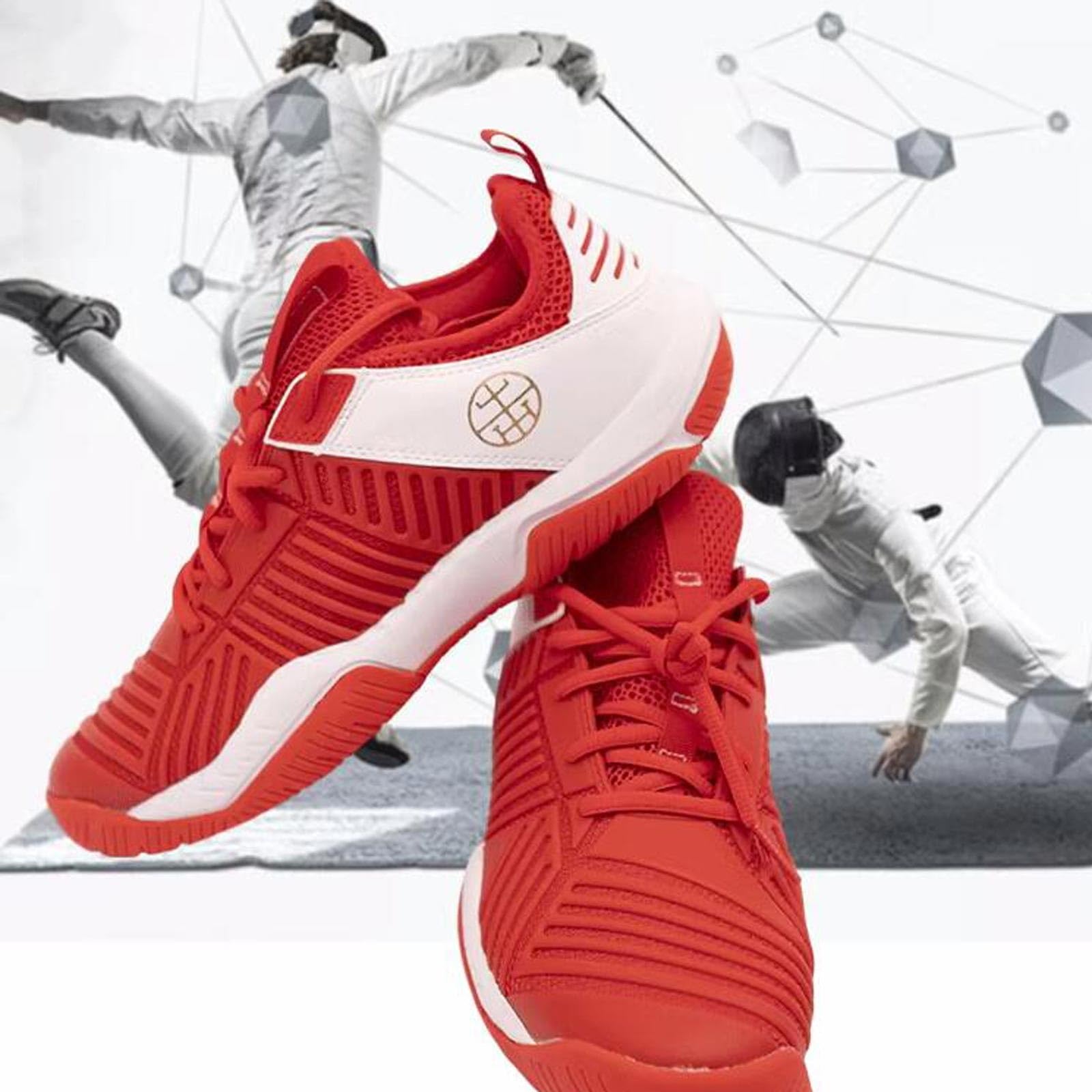 Professional Fencing Shoes for Men & Women - Non-Slip Training & Competition Footwear for Foil Fencing | Youth & Adult Sizes | Perfect for Tournaments, Practice & Sports Performance (Red, Size 35)