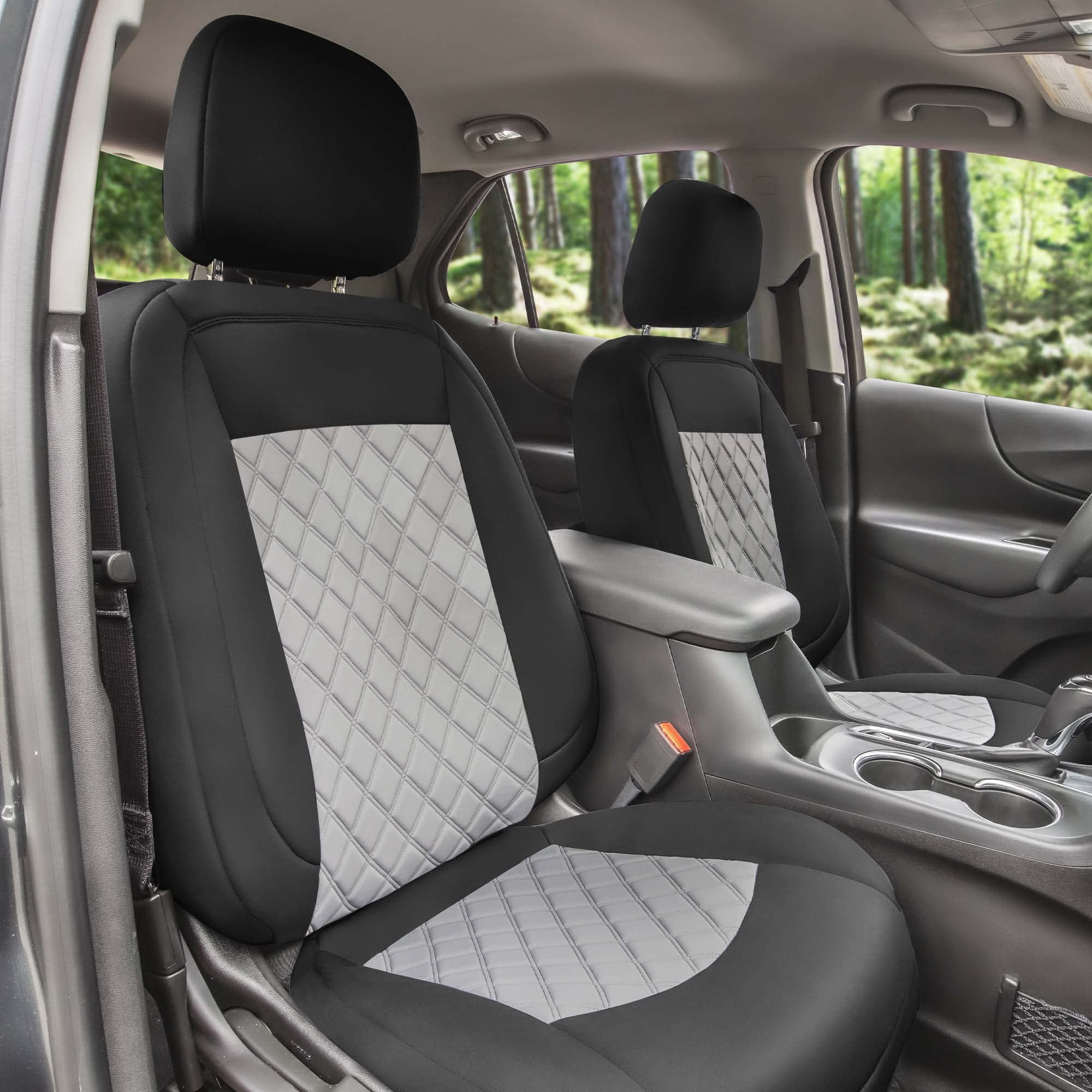 FH Group Custom Fit Neoprene Car Seat Covers for 2018-2024 Chevy Equinox - Water Resistant Front Set Gray - Perfect for Road Trips & Daily Commutes