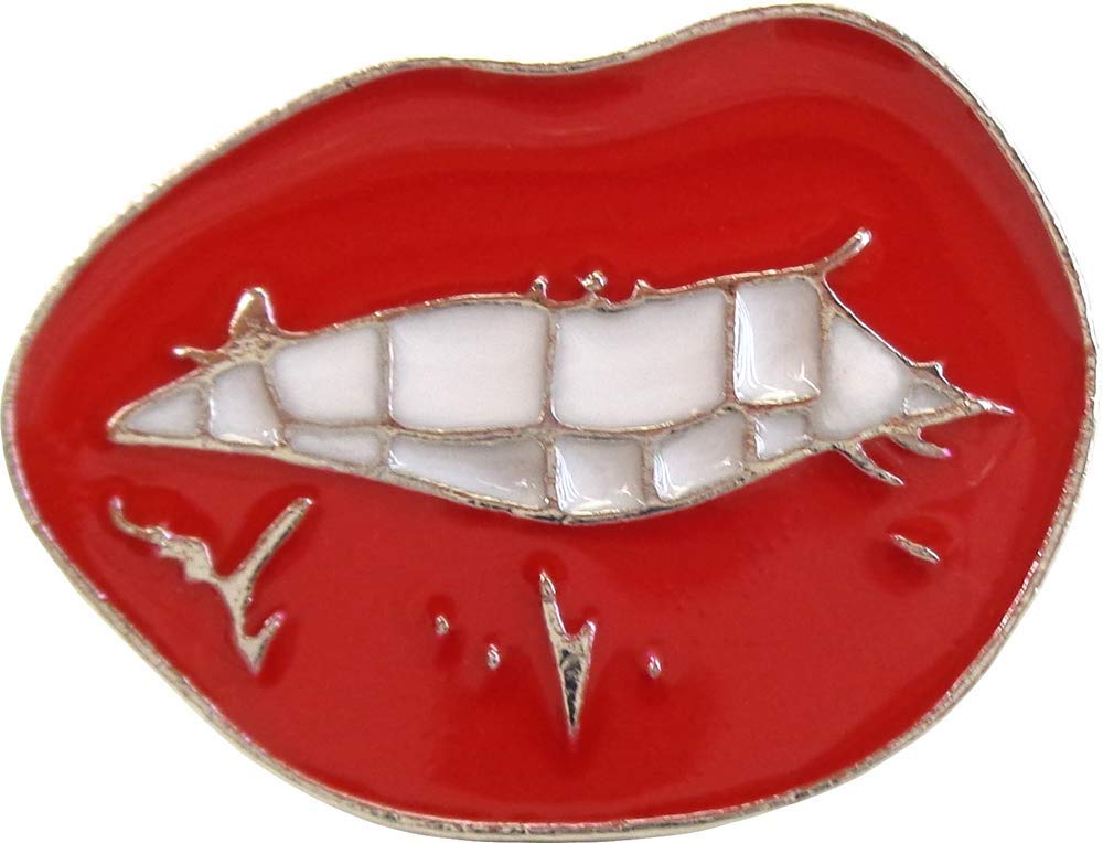 Snarling Red Lips with Teeth Enamel Pin - Gothic Horror Accessory for Jackets, Bags & Backpacks - Perfect for Halloween & Punk Fashion