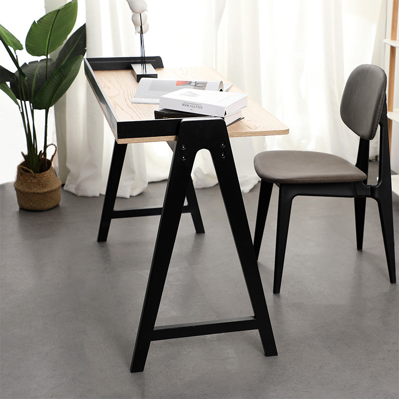 YARA Study Desk 118cm - Black & Natural Wood Writing Table for Home Office, Student Desk with Storage Shelf | Perfect for Small Spaces, Dorm Rooms & Work from Home Setup