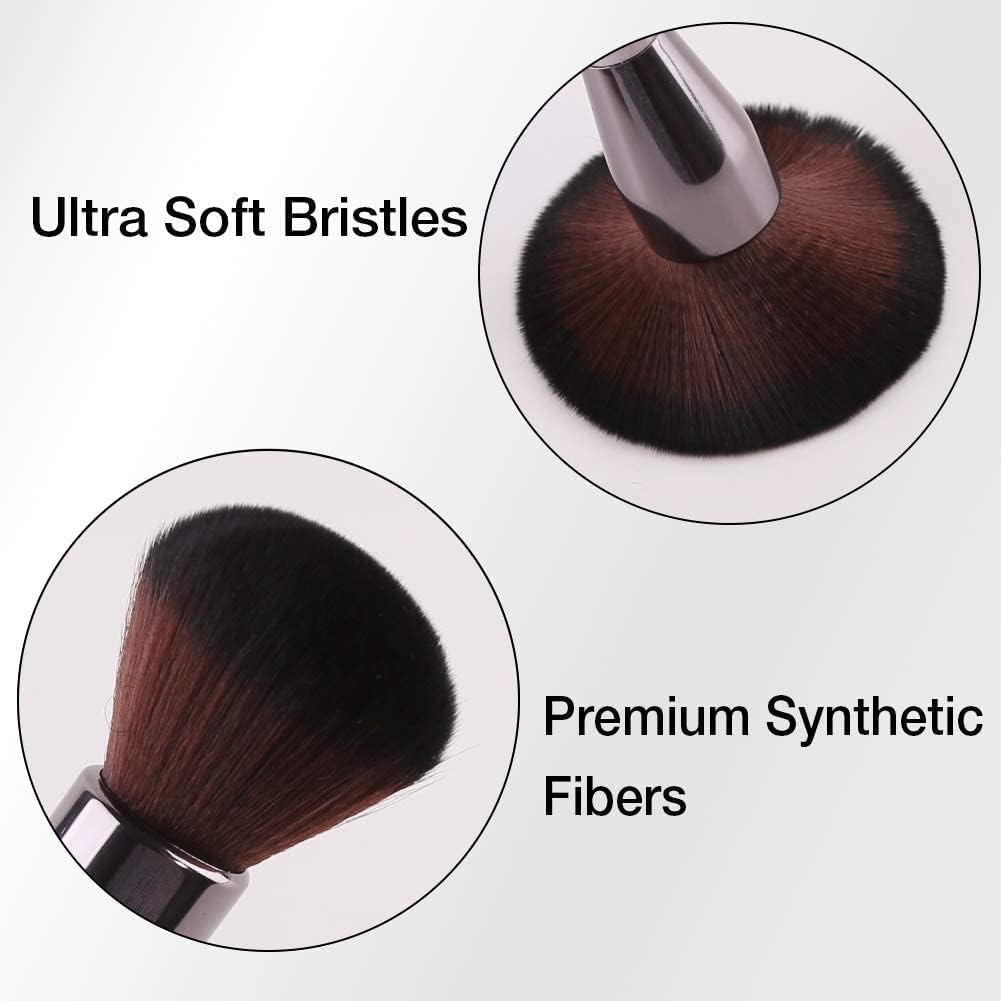 Premium Jnkb Foundation Brush - Large Flat Arched Kabuki Makeup Brush for Liquid, Cream & Powder | Durable Professional Brush for Flawless Blending, Buffing & Concealer | Perfect for Everyday Makeup & Professional Studio Use - Silver