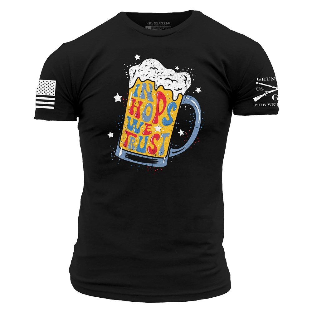 In Hops We Trust Black T-Shirt - Premium Cotton Beer Lover Tee for Brewery Enthusiasts & Casual Wear