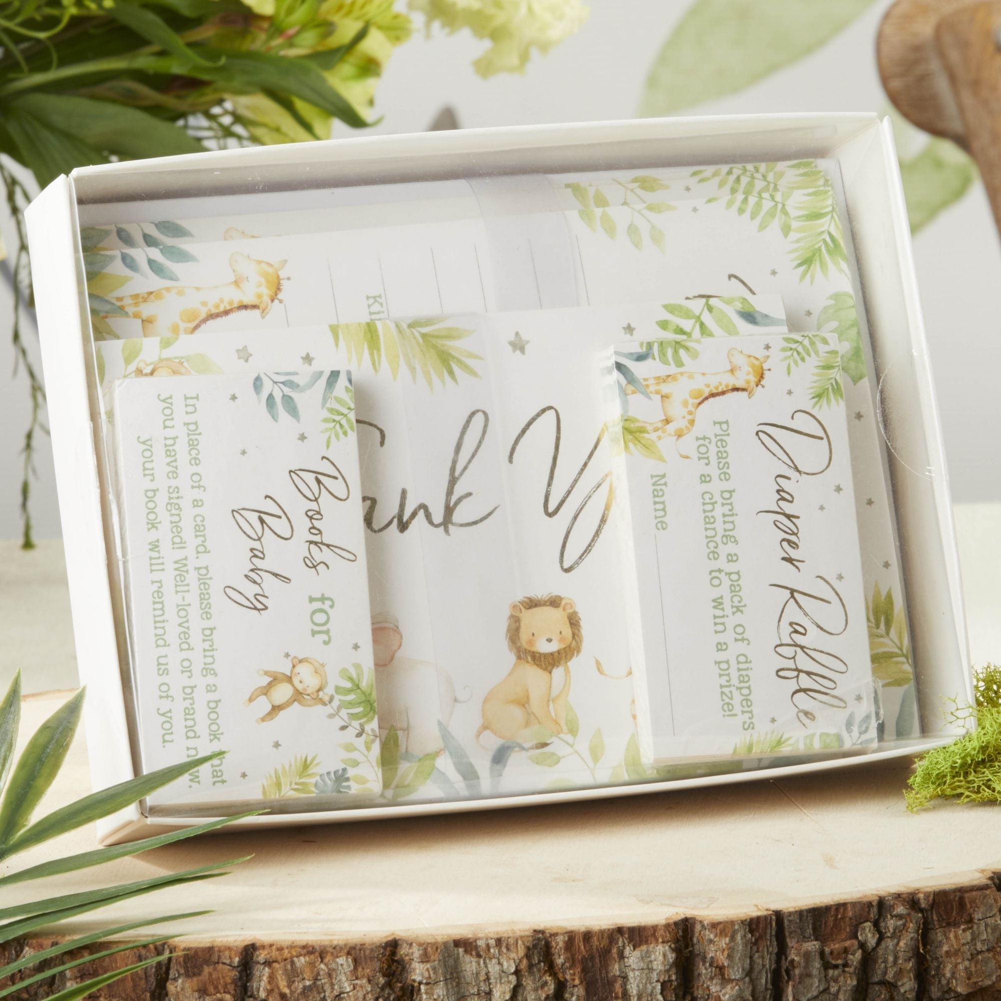Adorable Safari Baby Shower Invitations & Thank You Cards Set - 20-Piece Jungle Theme Stationery for Gender Reveal & Newborn Celebration