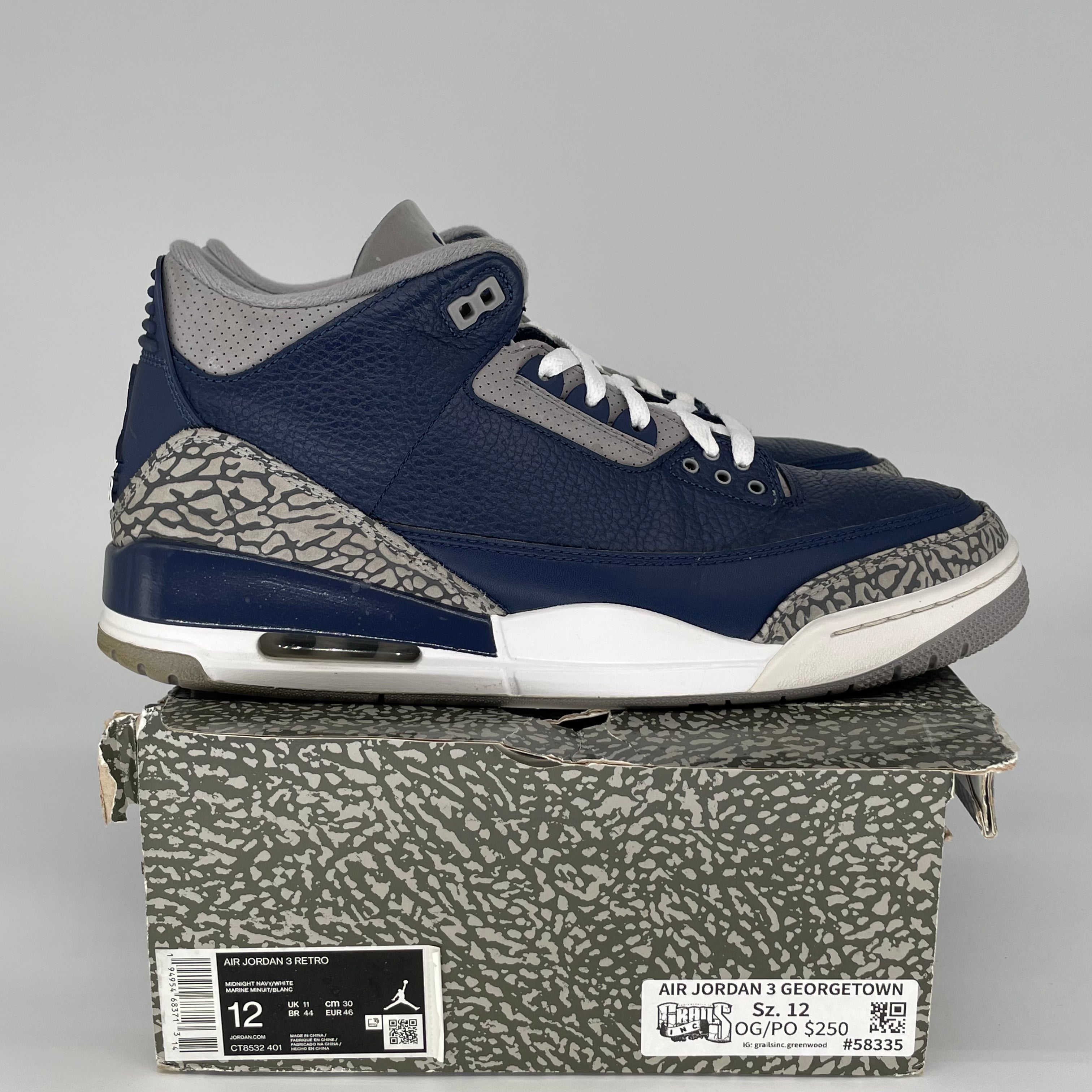 AIR JORDAN 3 GEORGETOWN Basketball Shoes Men's Size 12 - Retro Sneakers Style CT8532-401 | Perfect for Streetwear, Basketball Games & Sneaker Collectors