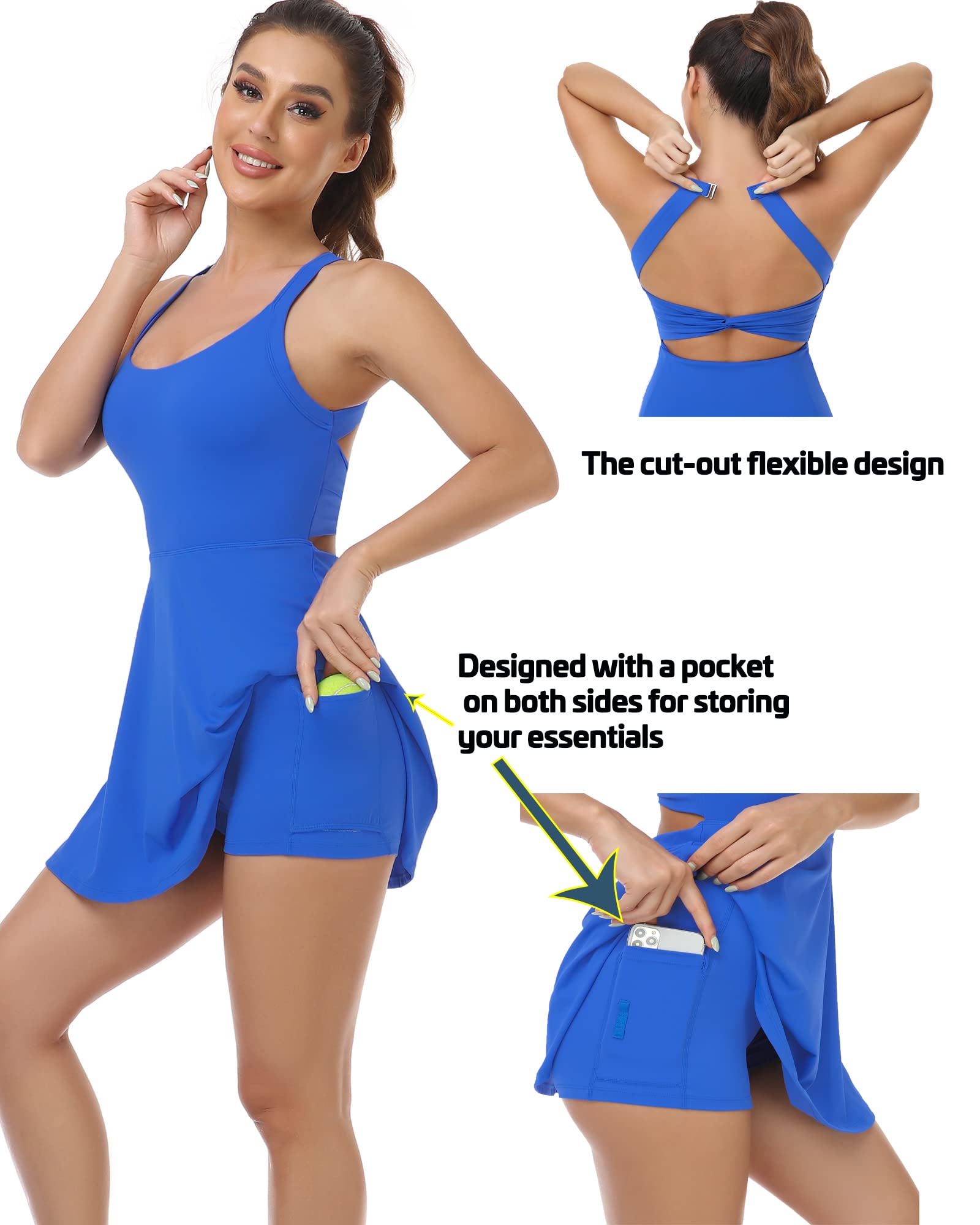 Women's Tennis Dress with Built-in Shorts & Sports Bra - Breathable Workout Dress for Golf, Running & Athletic Activities | Perfect for Gym, Tennis & Outdoor Sports