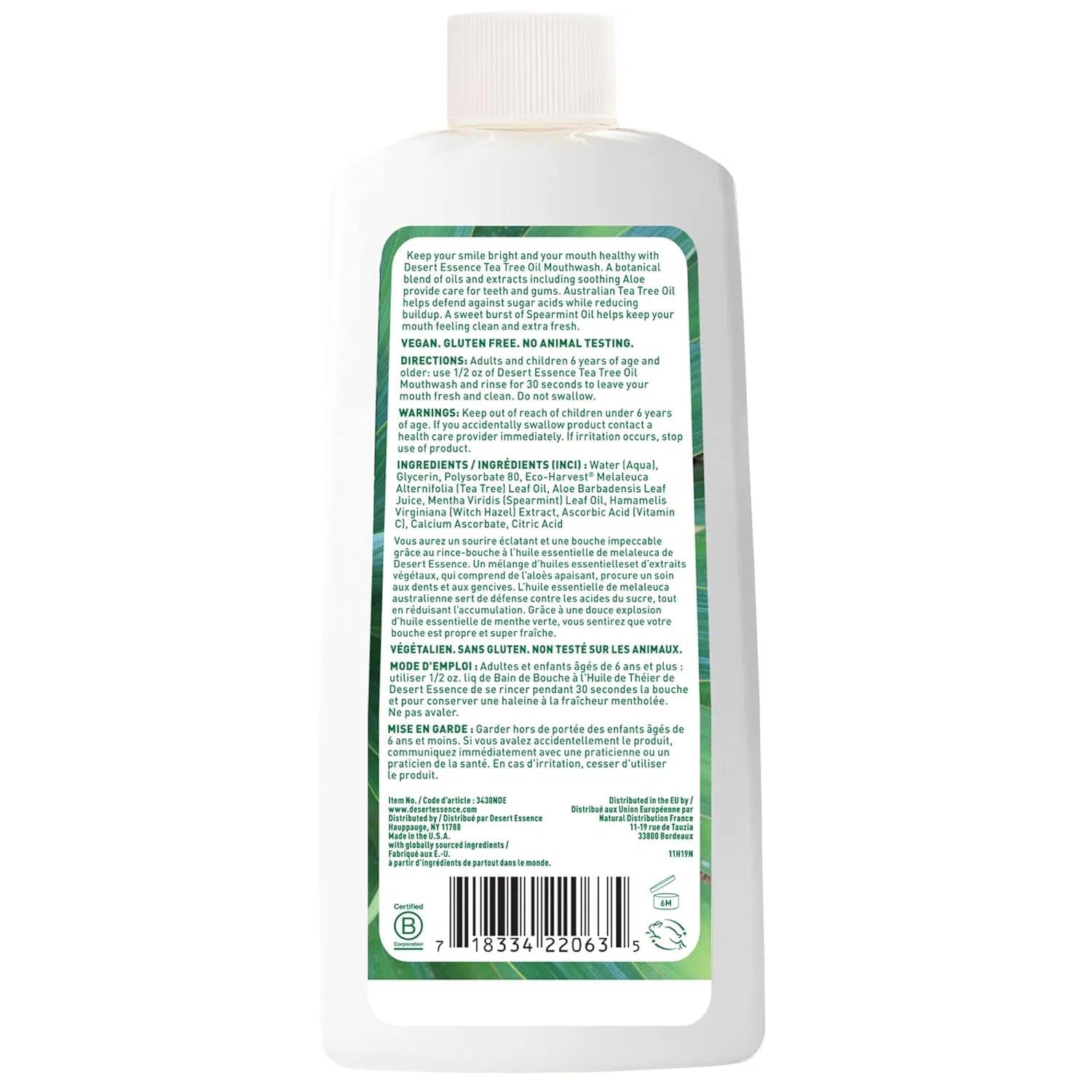 Organic Spearmint Mouthwash with Tea Tree Oil - Alcohol-Free, Natural Fresh Breath Solution for Oral Care & Bad Breath Relief - Perfect for Daily Use, Travel & Post-Meal Freshness