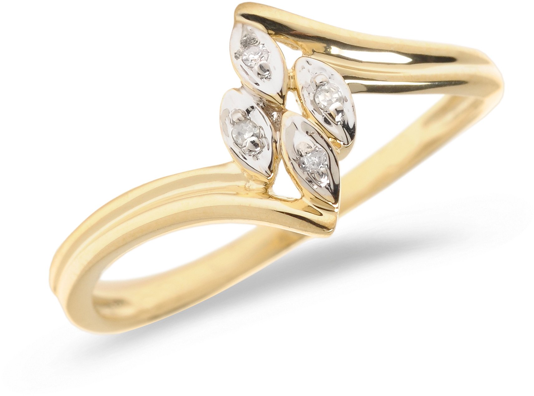 10K Yellow Gold Diamond Leaf Ring - Elegant Nature-Inspired Jewelry for Women | Perfect for Weddings, Anniversaries & Everyday Wear