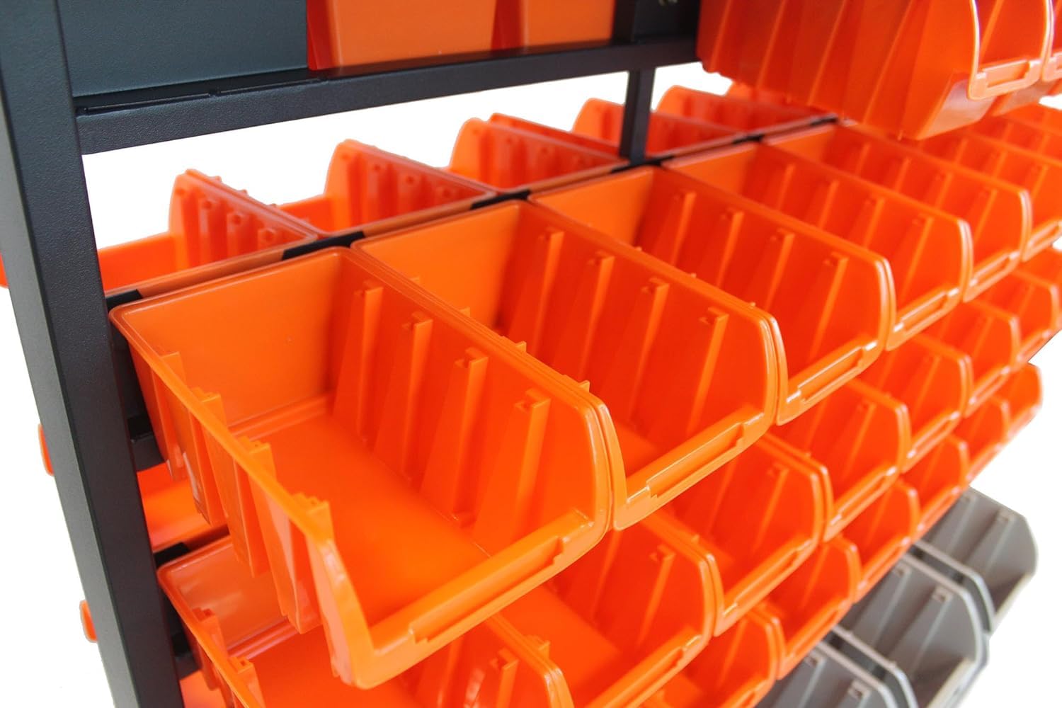 TRINITY EcoStorage 6-Tier Dual-Sided Rolling Bin Rack - Heavy Duty 330 Lbs Capacity with 94 Organizer Bins - 19.75