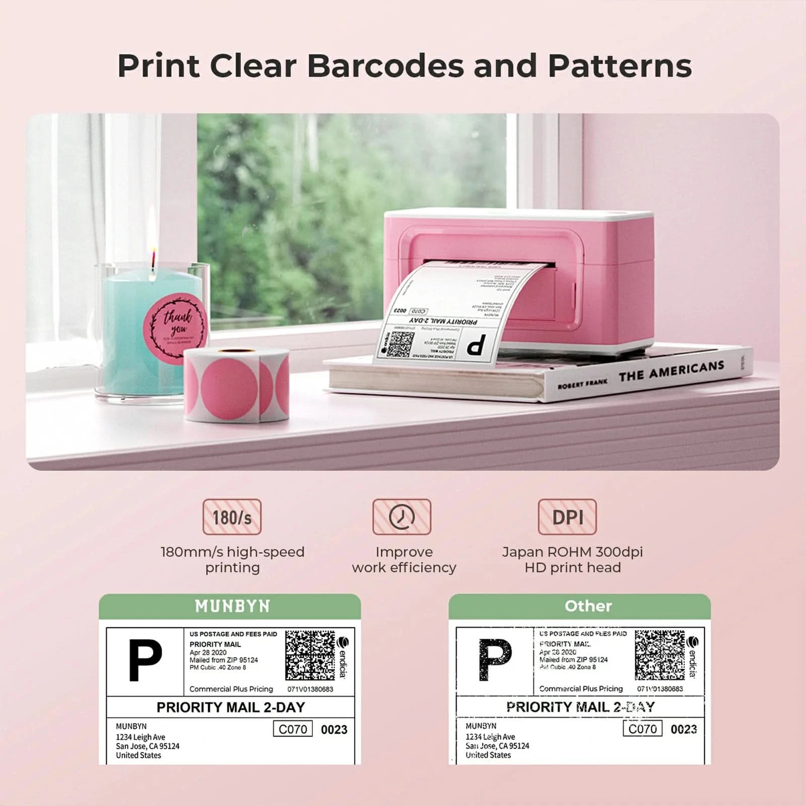 MUNBYN RealWriter 941B Wireless Bluetooth Thermal Label Printer for Shipping, Packaging & Inventory - Compatible with Shopify, eBay, Amazon FBA & Etsy Sellers