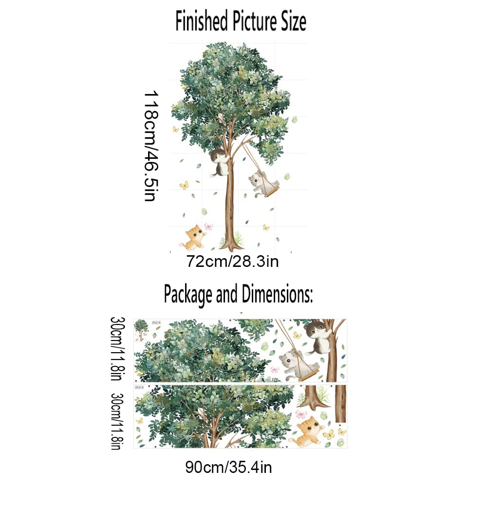 Wall Decals for Bedroom & Living Room - Cat and Tree Vinyl Stickers | Peel and Stick Home Decor for Nursery, Kids Room, Office (Easy to Apply & Remove)