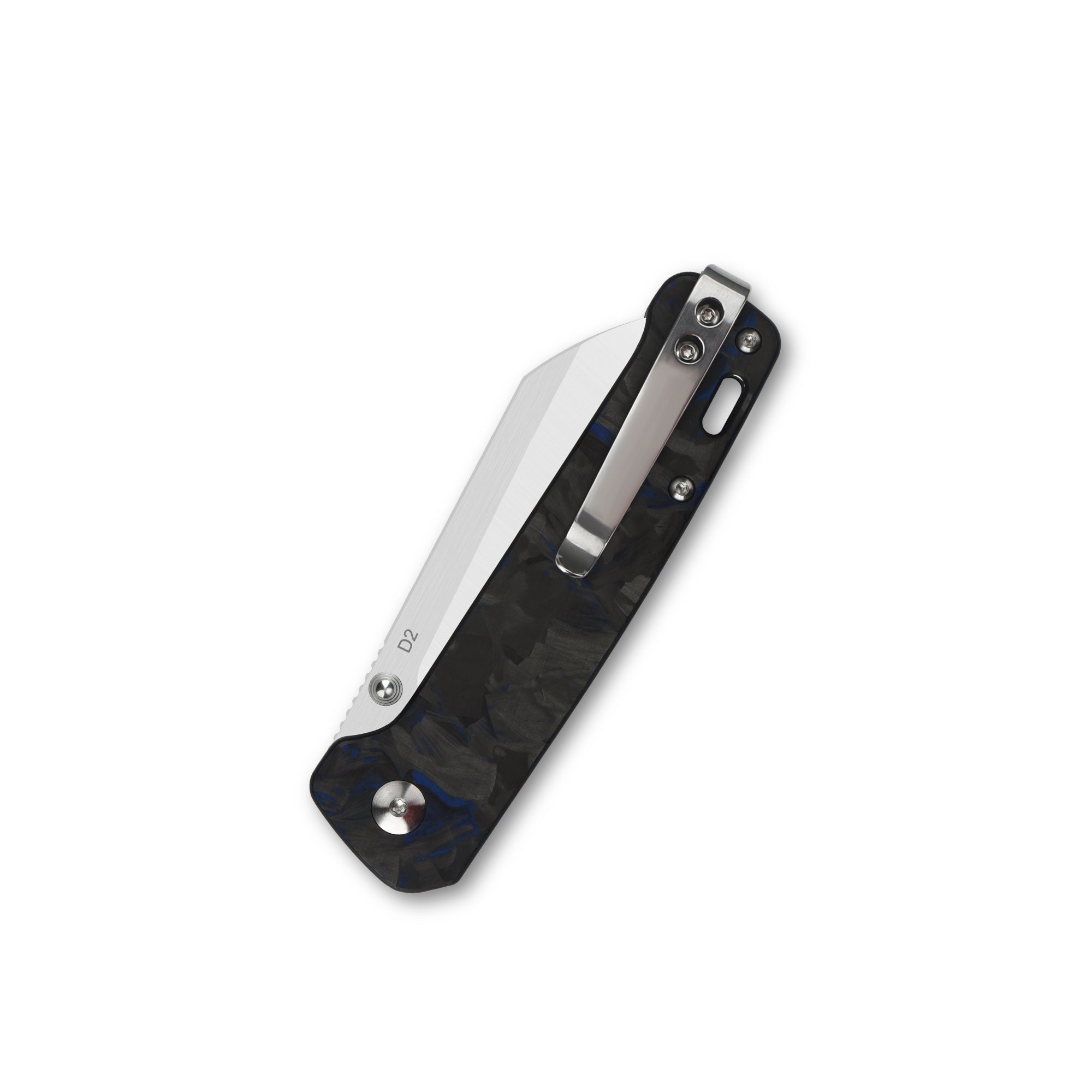 QSP Penguin QS130 TBL Folding Knife - Shredded Carbon Fiber Handle, Blue - EDC, Outdoor, Camping & Everyday Carry