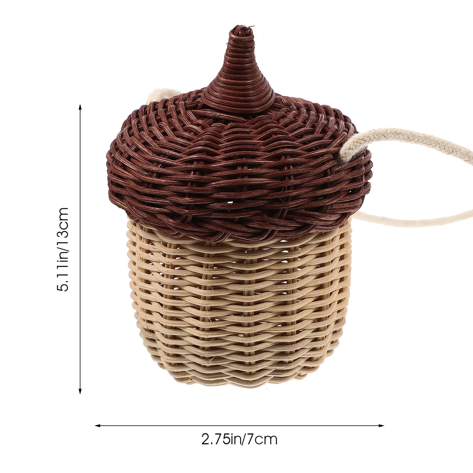 Handwoven Rattan Crossbody Bag - Acorn Shaped Wicker Straw Purse for Women | Boho Chic Shoulder Bag for Beach, Picnic, Shopping & Daily Use | Mushroom Basket Inspired by Little Red Riding Hood