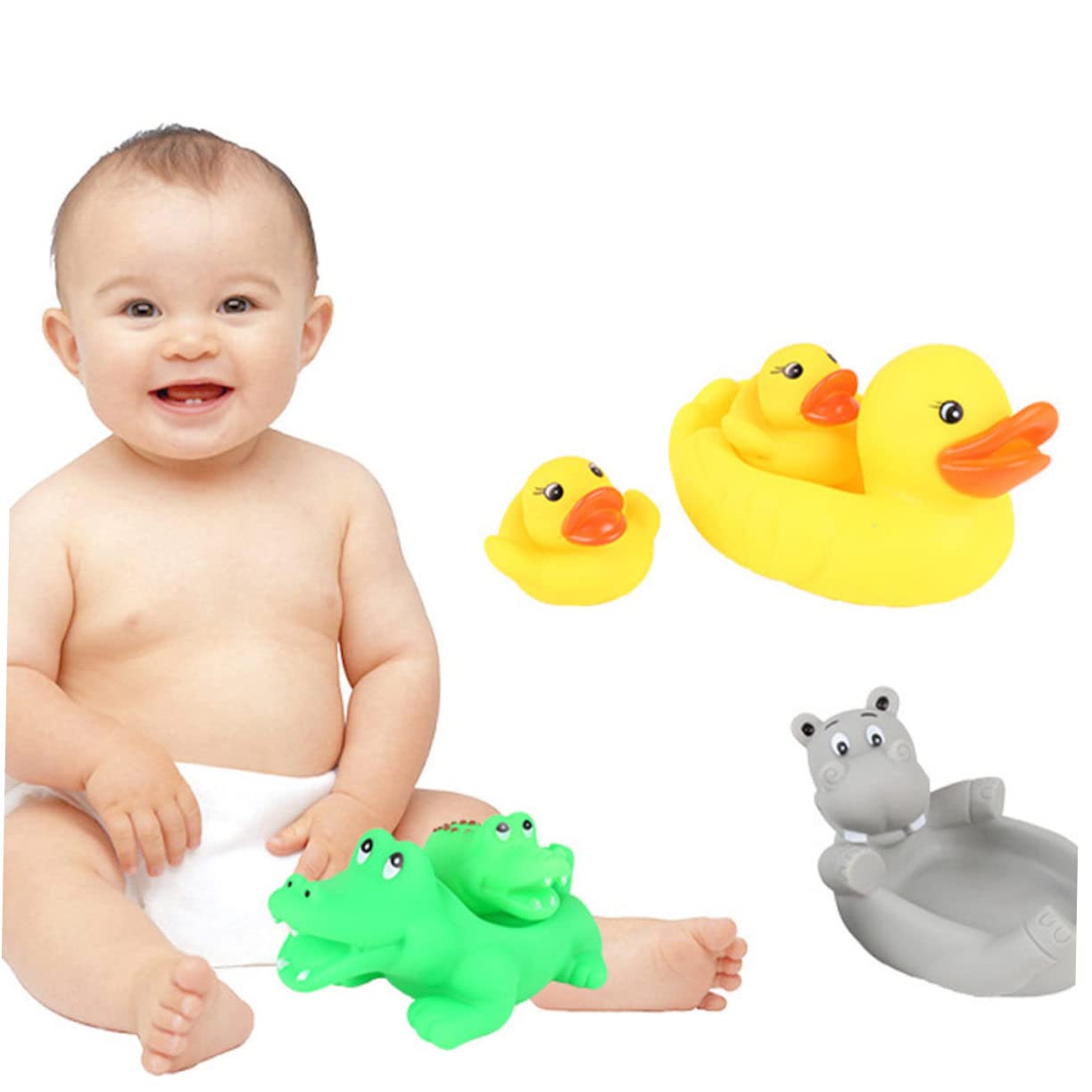 HEMOTON 6 Pack Cartoon Crocodile Bath Toys - PVC Squirt Water Toys for Kids, Fun Bathtub & Pool Toys for Toddlers, Perfect for Bath Time Play and Outdoor Water Activities