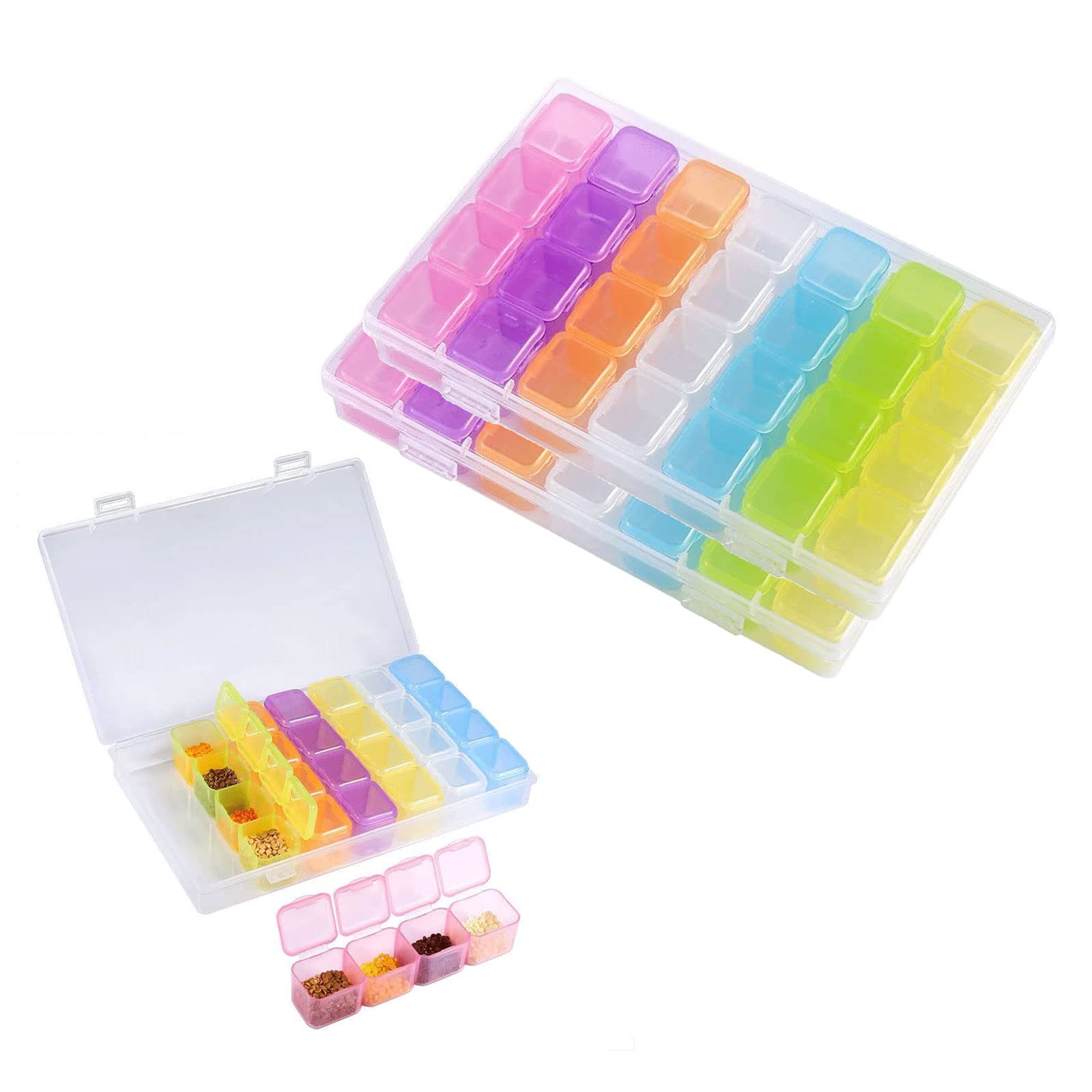 Diamond Embroidery Storage Box 2 Pack - 28 Mini Compartments Organizer for DIY Mosaic Art, Cross Stitch Tools & Craft Accessories | Perfect for Home Decor, Gift Making & Creative Projects