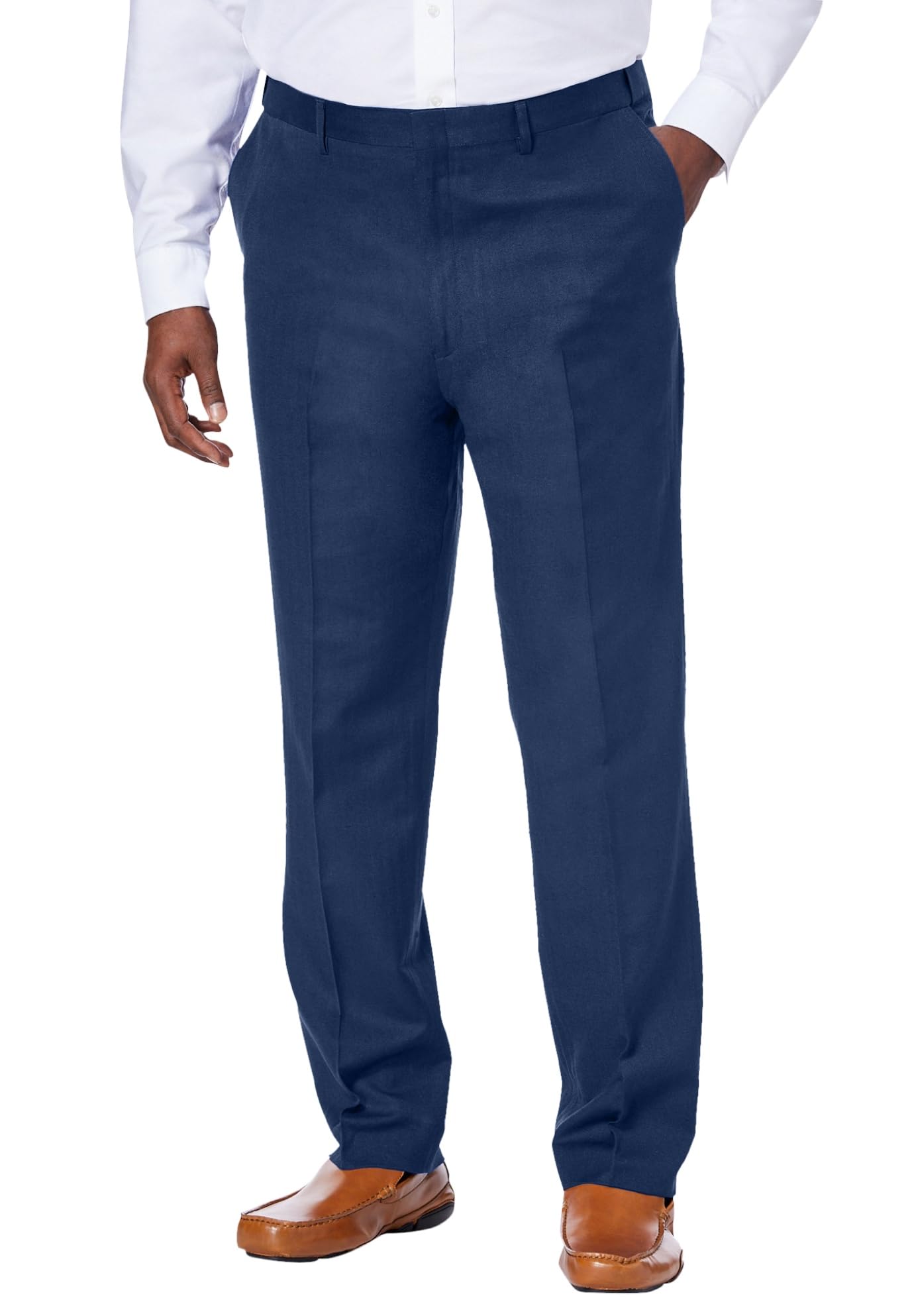 KS Island Men's Big & Tall Linen Blend Dress Pants for Office & Formal Wear - Comfortable Plain Front Trousers for Business Casual & Professional Occasions