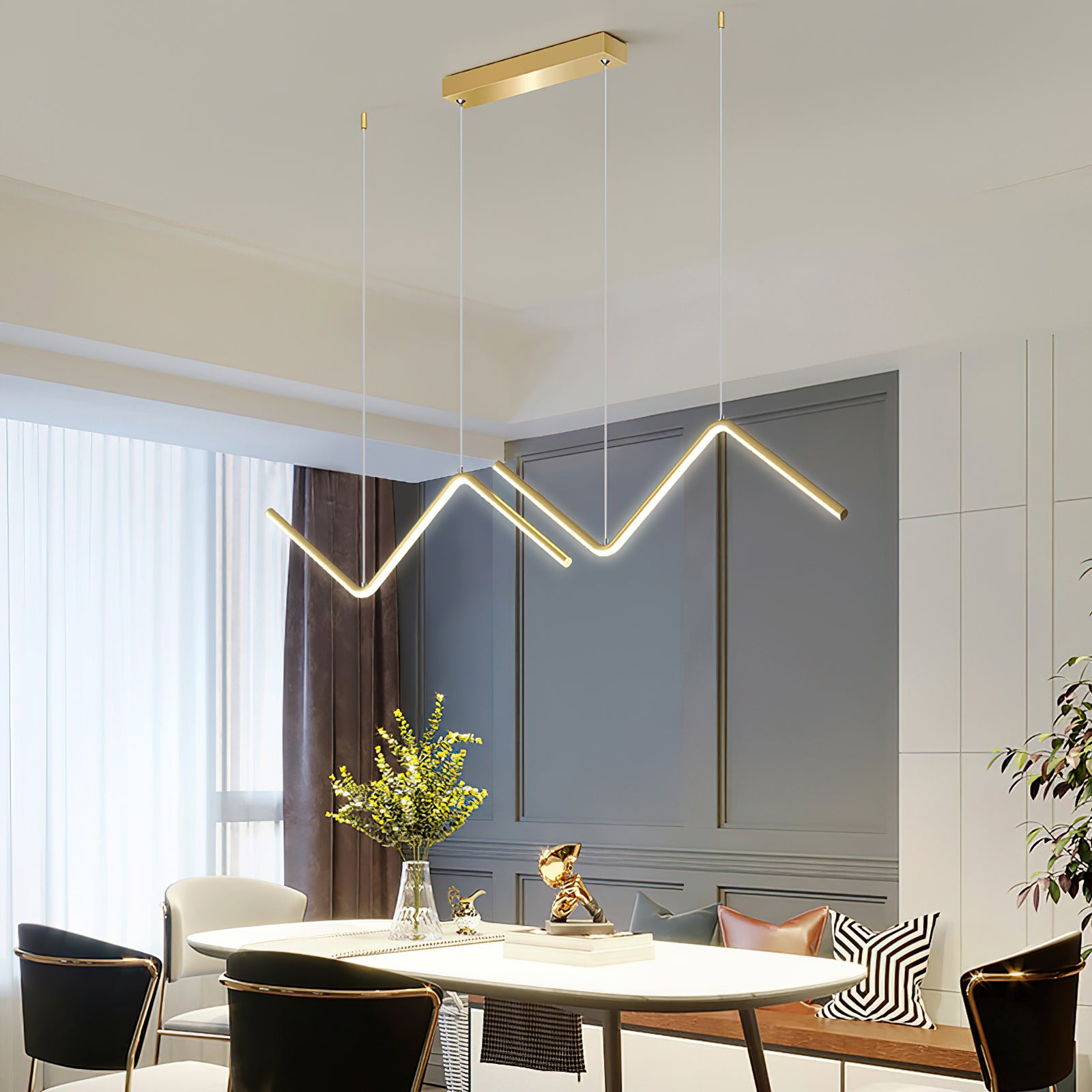 Modern Creative Silicone Line Pendant Lamp - Adjustable LED Hanging Light for Living Room, Bedroom, Dining Room & Office Decor