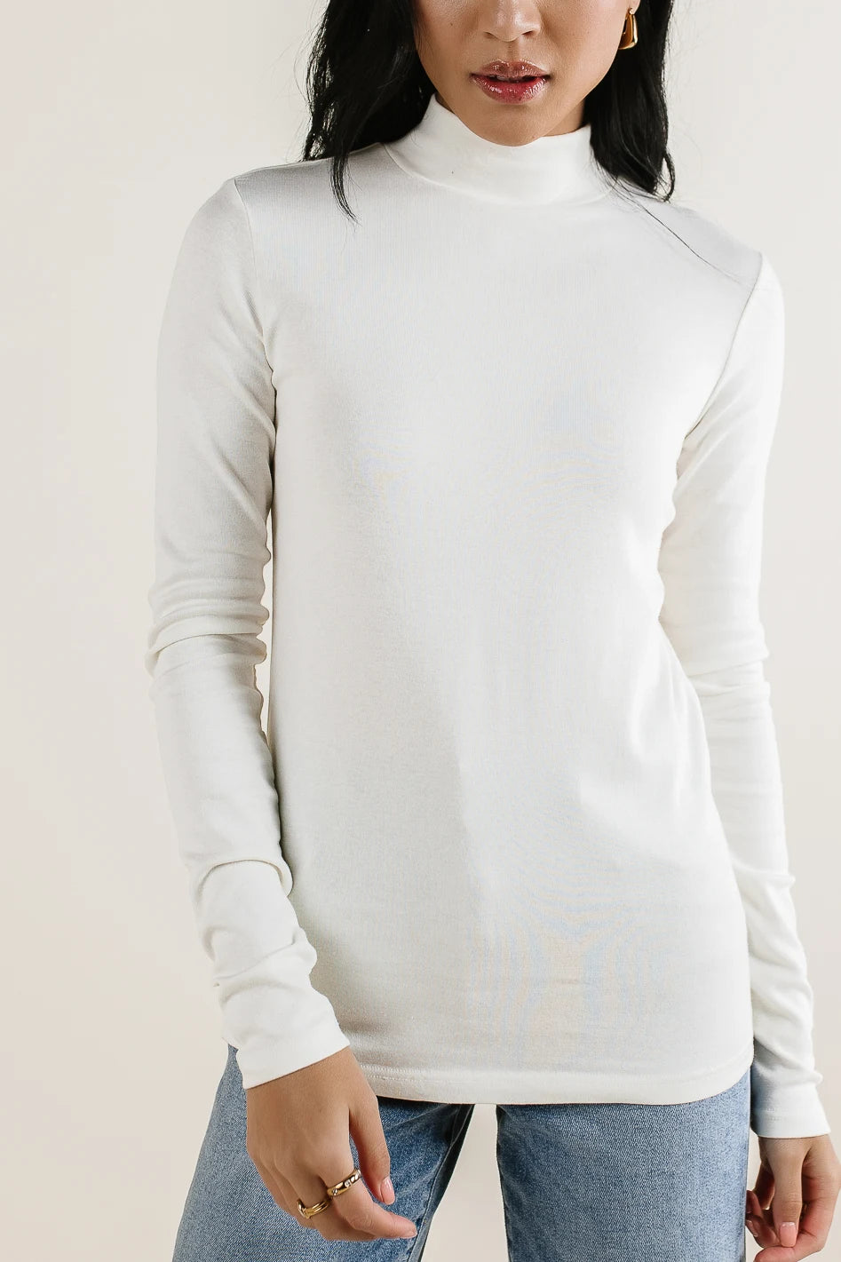 Alani Mock Neck Top in Ivory - Elegant Women's Blouse for Work, Date Night & Casual Wear | Soft & Comfortable Fabric