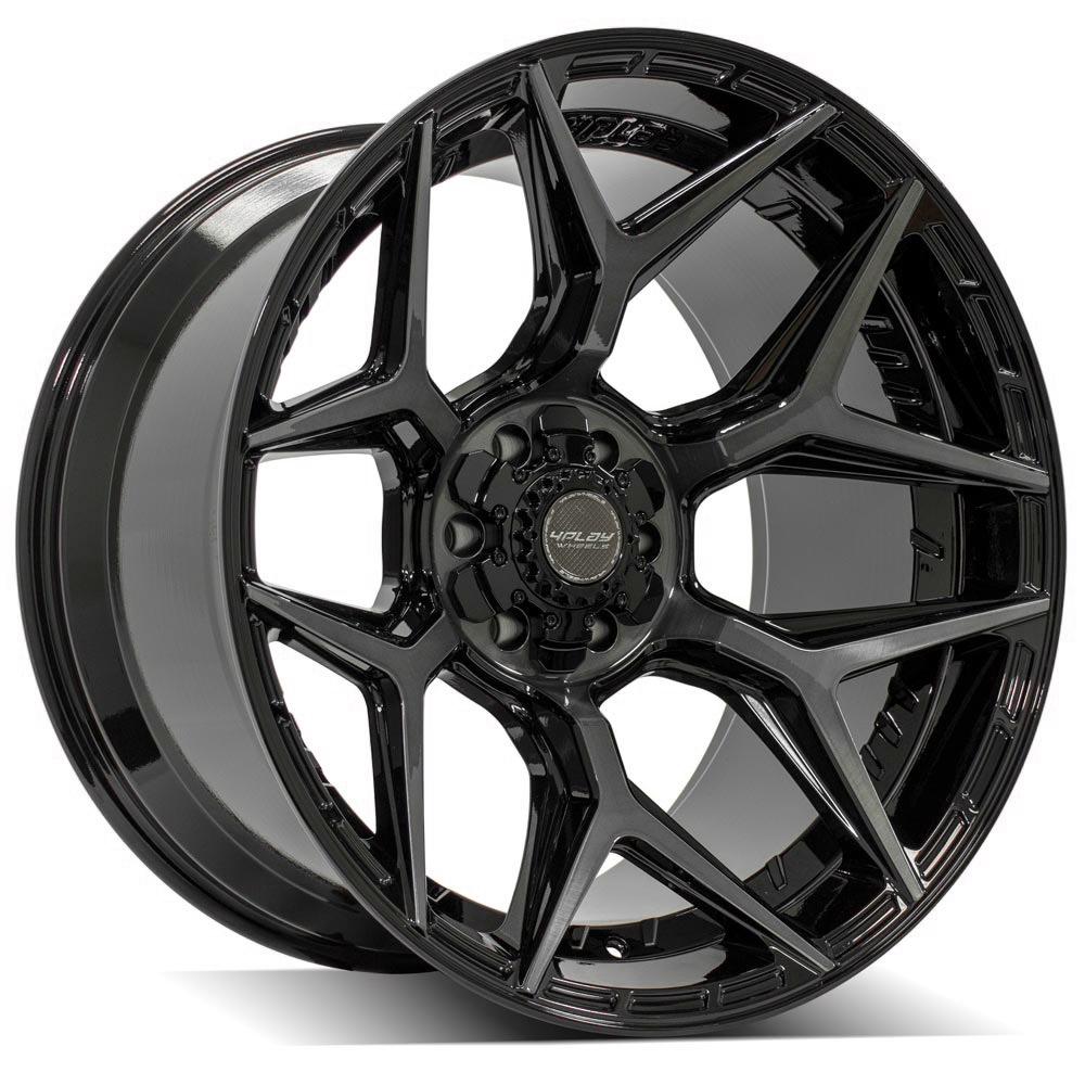 4Play Gen3 4P06 22x12.0 Gloss Black Wheels with Brushed Face & Tinted Clear - 44 Offset, 6x139.7/6x135mm Bolt Pattern, 106.1mm Hub - Perfect for Off-Road Trucks, SUVs, and Custom Builds