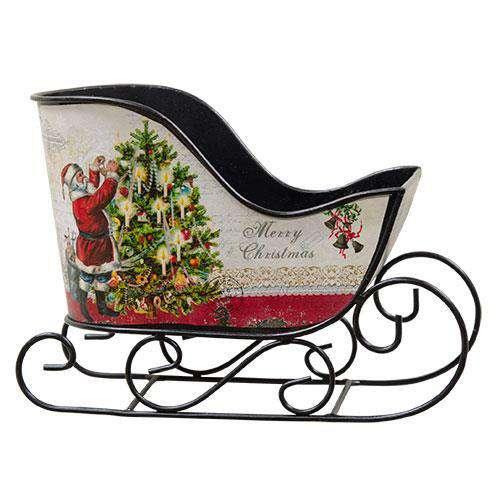 Santa Metal Sled - Rustic Christmas Decor for Holiday Home & Outdoor Decorations - Perfect for Fireplace Mantel, Front Porch, and Winter Wonderland Displays