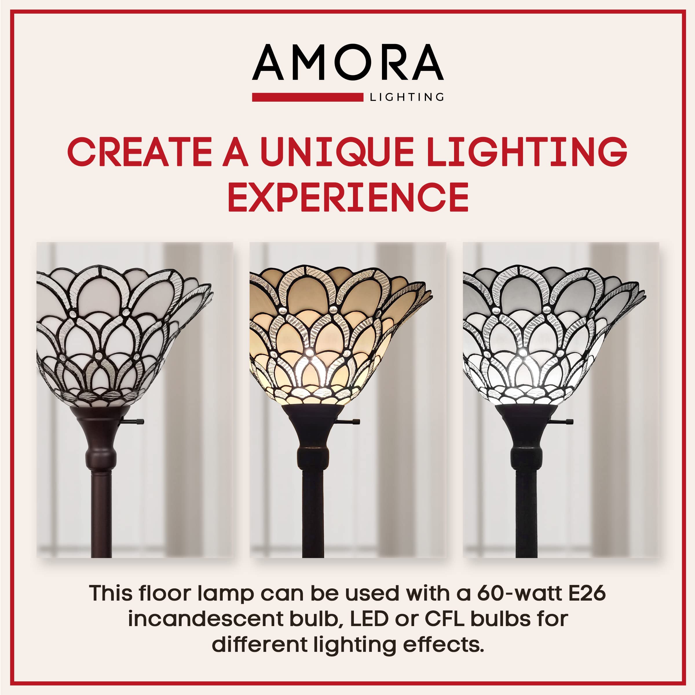 Amora Tiffany Floor Lamp Torchiere - 69