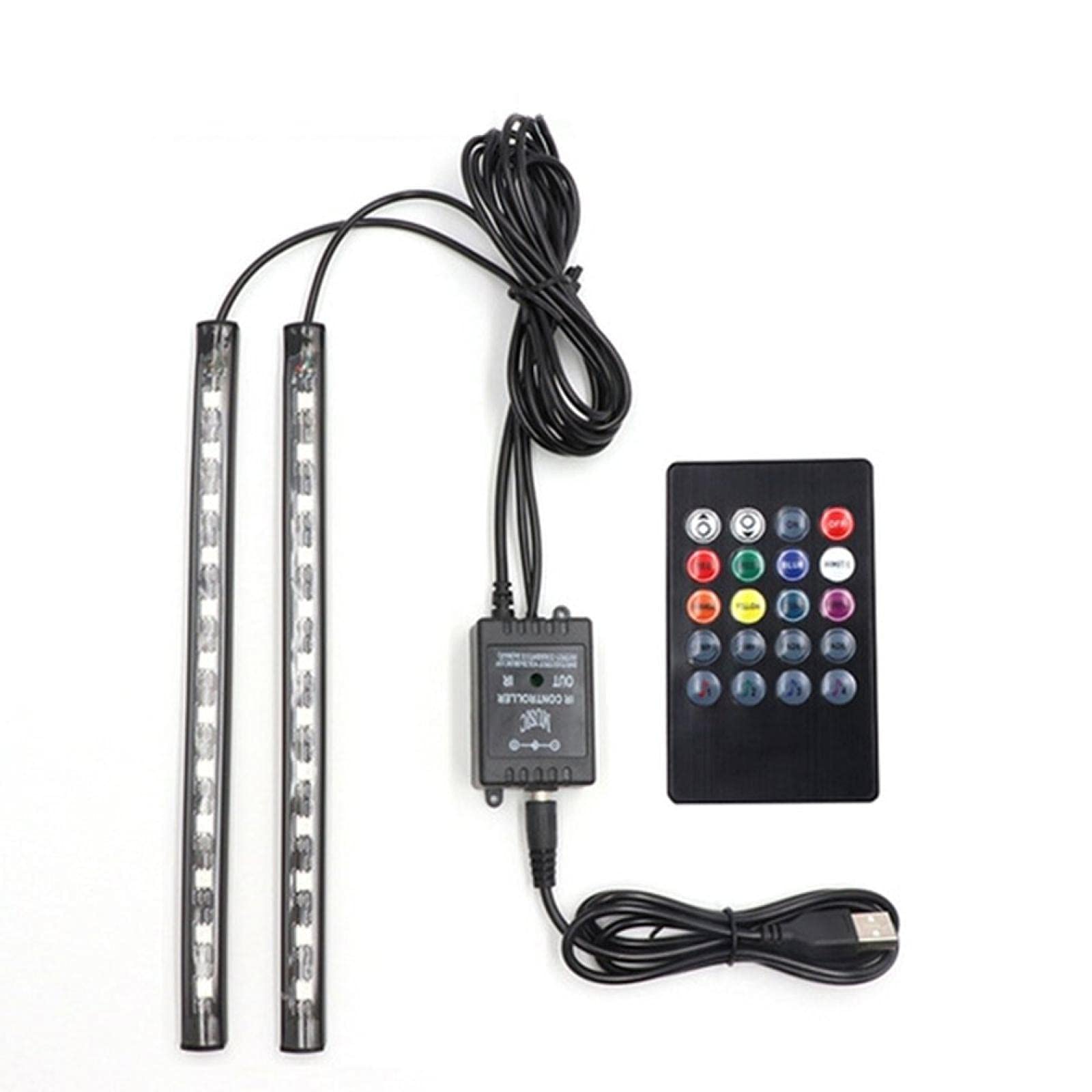 USB Car Cigarette Lighter with LED Ambient Lighting - 24 SMD Colorful Voice Controlled Footwell Lights for Auto Interior Decoration | Perfect for Night Driving & Car Atmosphere Enhancement