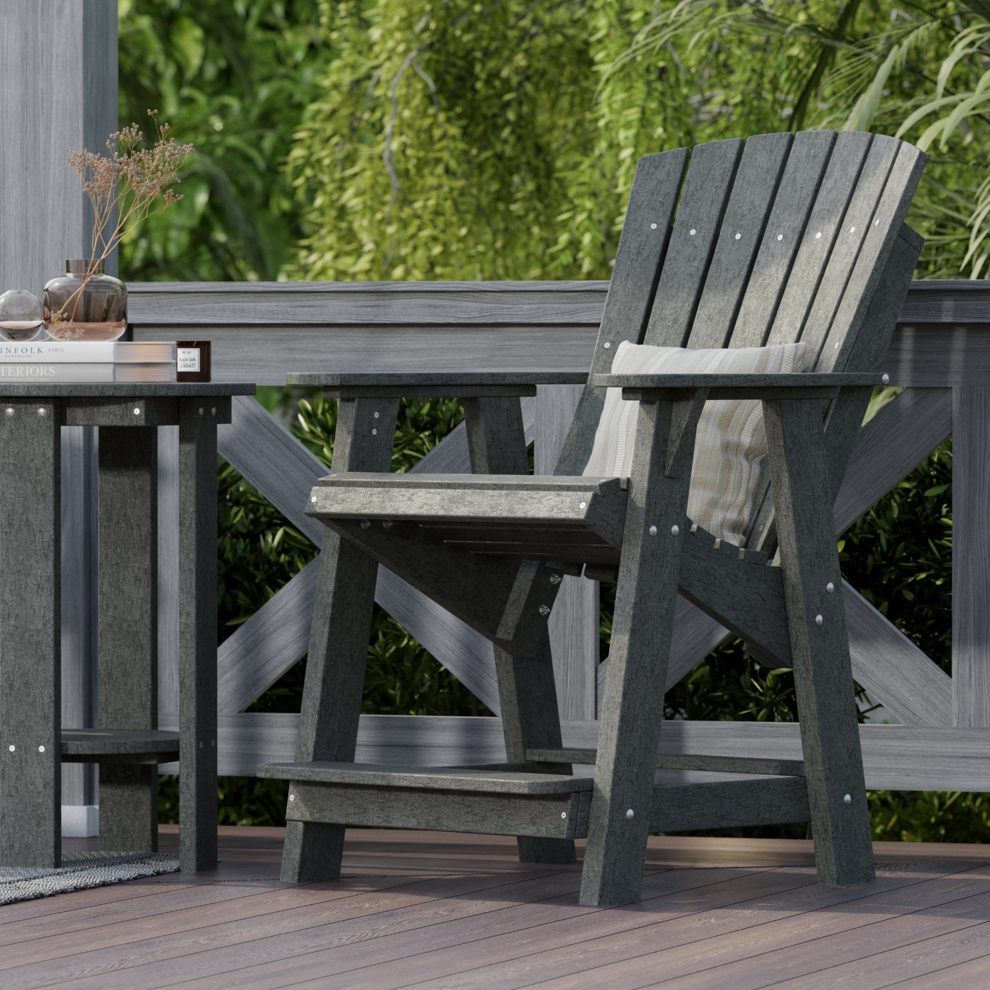 Premium Heritage High Adirondack Chair - Solid Wood Outdoor Patio Furniture for Garden, Deck, Poolside & Backyard Relaxation