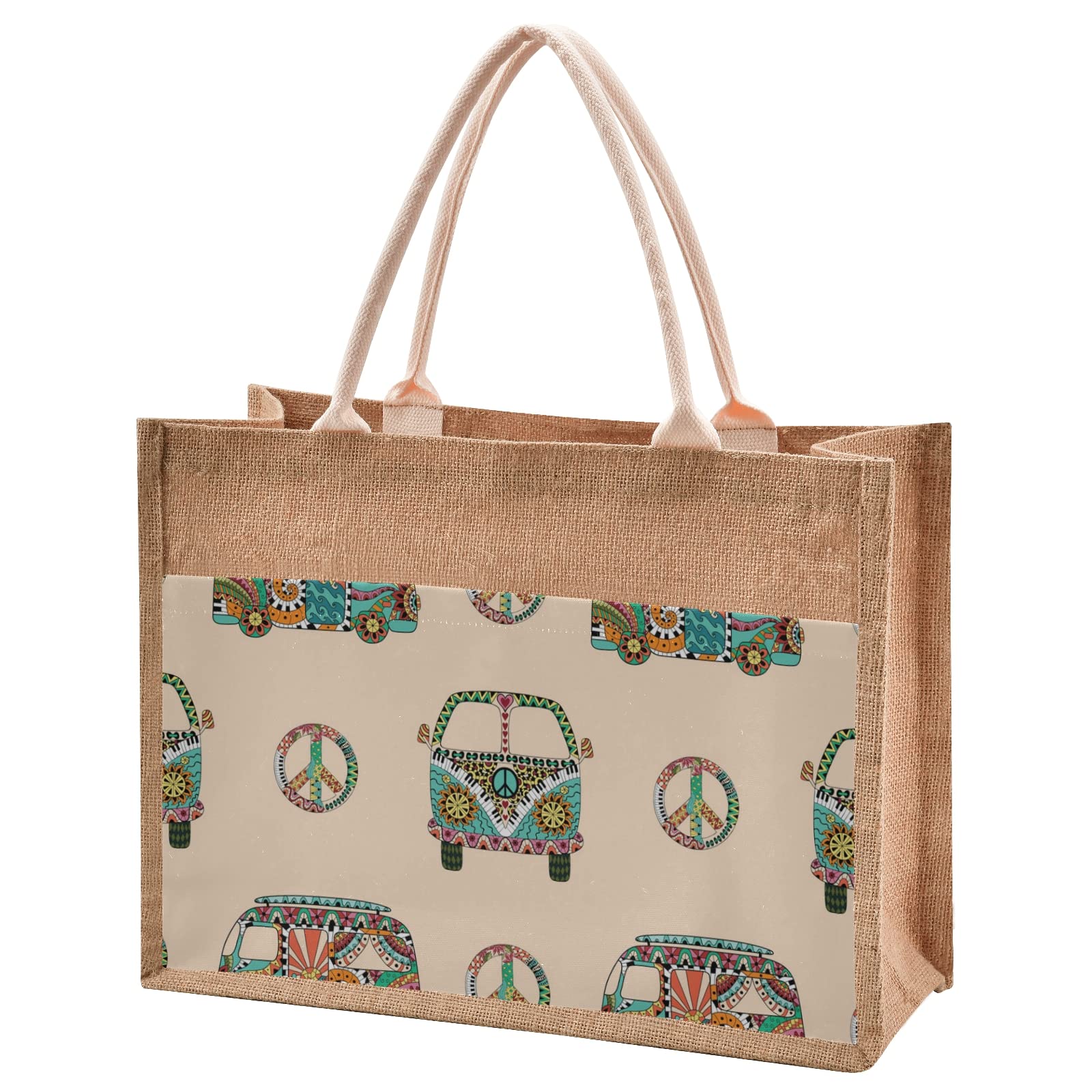 Eco-Friendly Jute Tote Bags with Zipper Pocket - Beach & Bridesmaid Gift