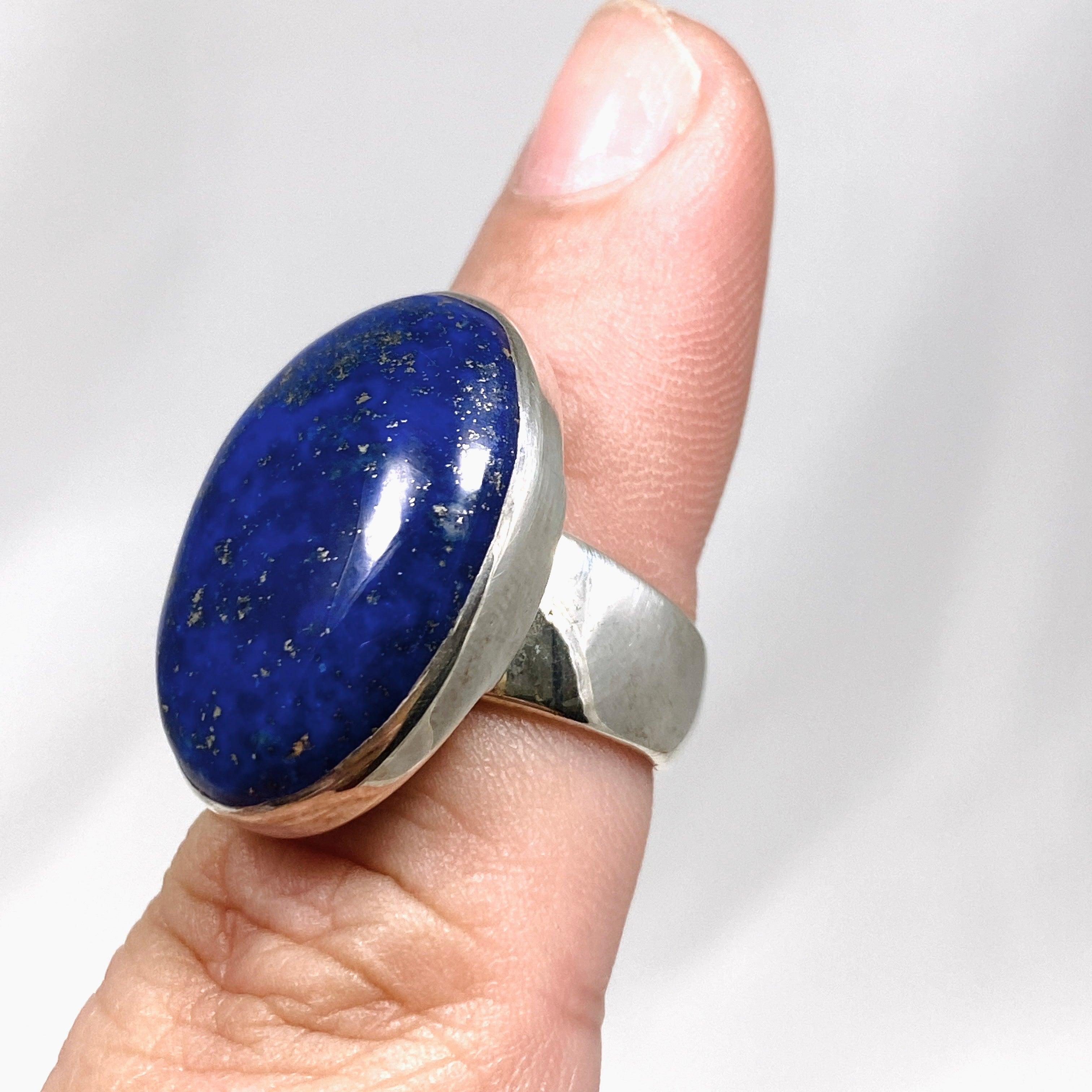 Lapis Lazuli Oval Ring Size 7 - Genuine Natural Stone Jewelry for Women | KRGJ2049 | Perfect for Meditation, Spiritual Healing & Boho Fashion