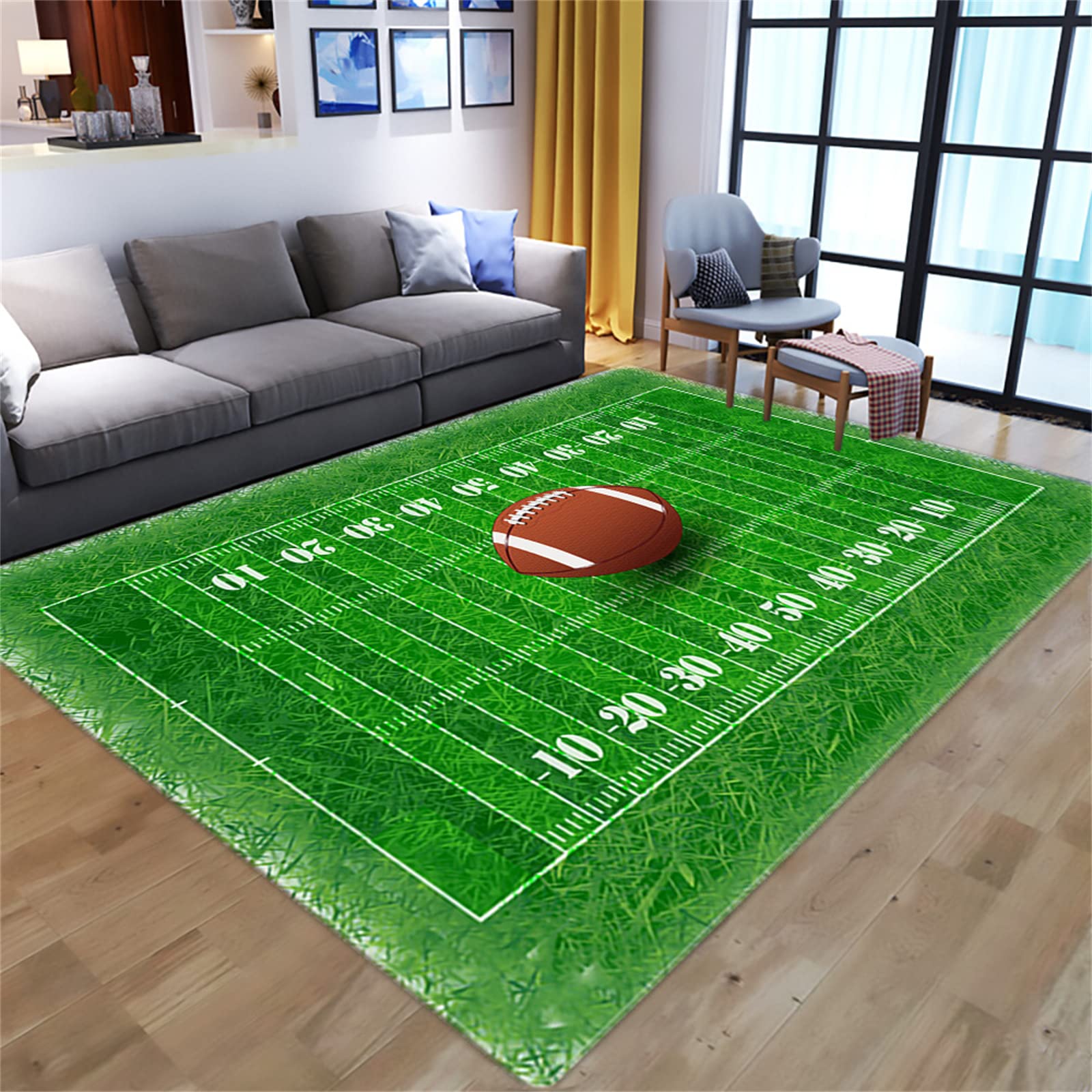 Boys Football Area Rug - Non-Slip Soft Washable 5'3