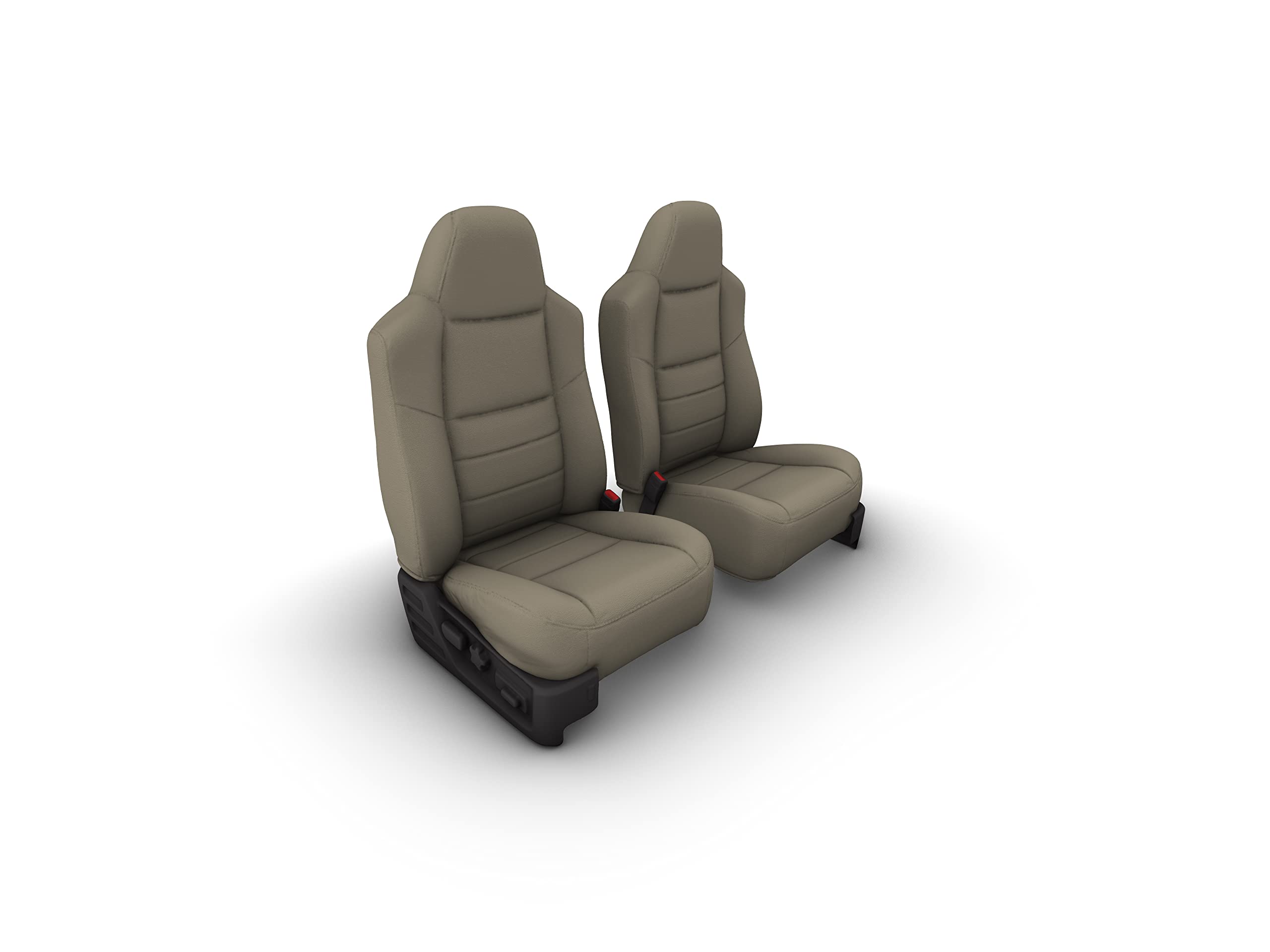 Premium Durafit Seat Covers for 1999-2001 Ford F150-F550 Pickup Trucks - Taupe Leatherette Front High Back Captain Chairs with Molded Headrests & Armrests | Perfect for Work Trucks, Off-Roading & Daily Commuting