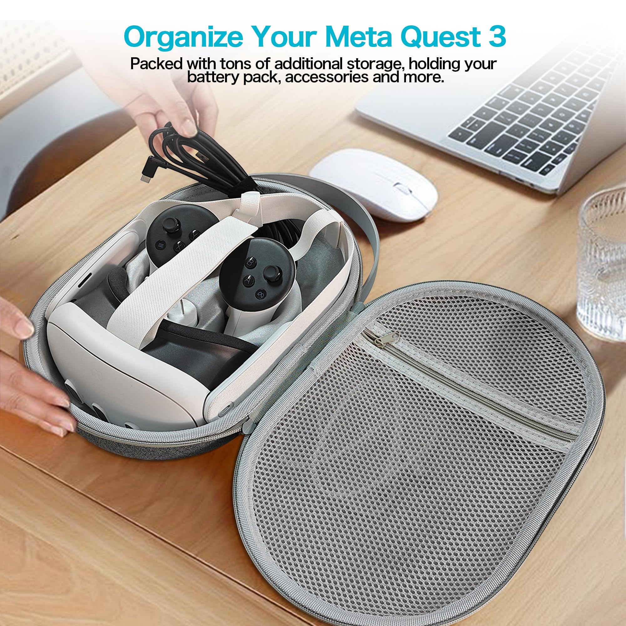 AWINNER Hard Shell Carrying Case for Meta Quest 3 VR Headset - Ultra Slim Travel Protection Cover - Perfect for Gaming, Travel & Storage Accessories