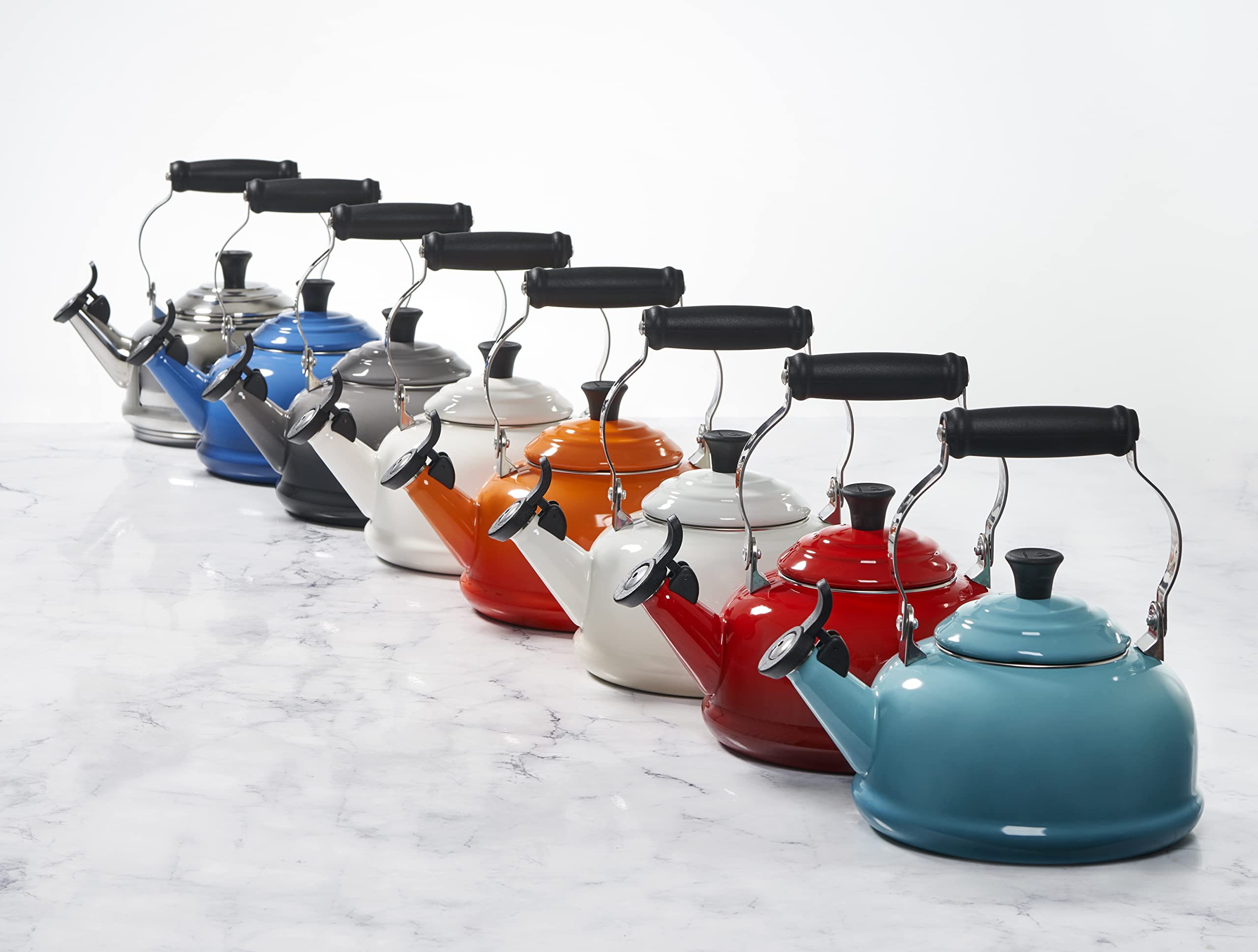 Le Creuset Enameled Steel Whistling Tea Kettle 1.7 Quart - Cherry Red | Stovetop & Induction Safe for Home & Office Use