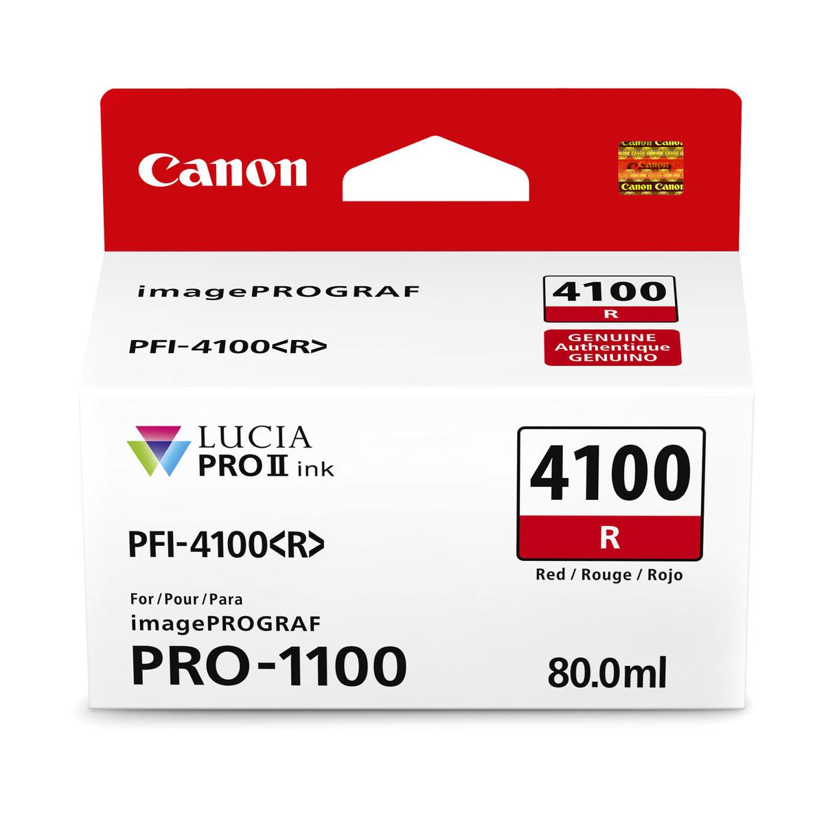 Canon PRO-1100 PFI-4100 80mL Red Pigment Ink Tank - High-Quality Printer Ink for Professional Photo Printing, Art Reproduction & Graphic Design Projects