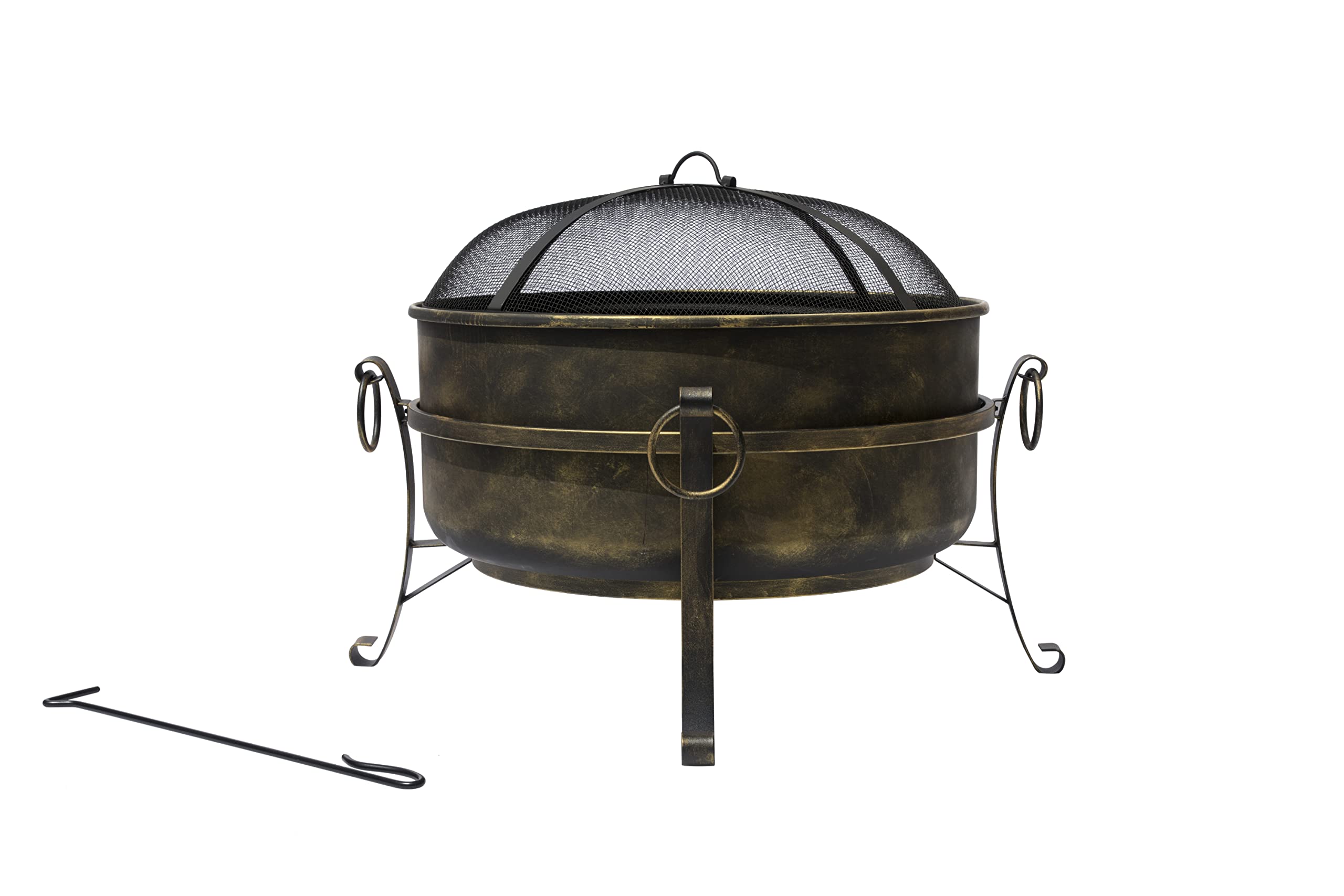 Bluewave 24 Inch All-Weather Outdoor Laguna Steel Cauldron Fire Pit Black for Backyard, Patio, and Camping