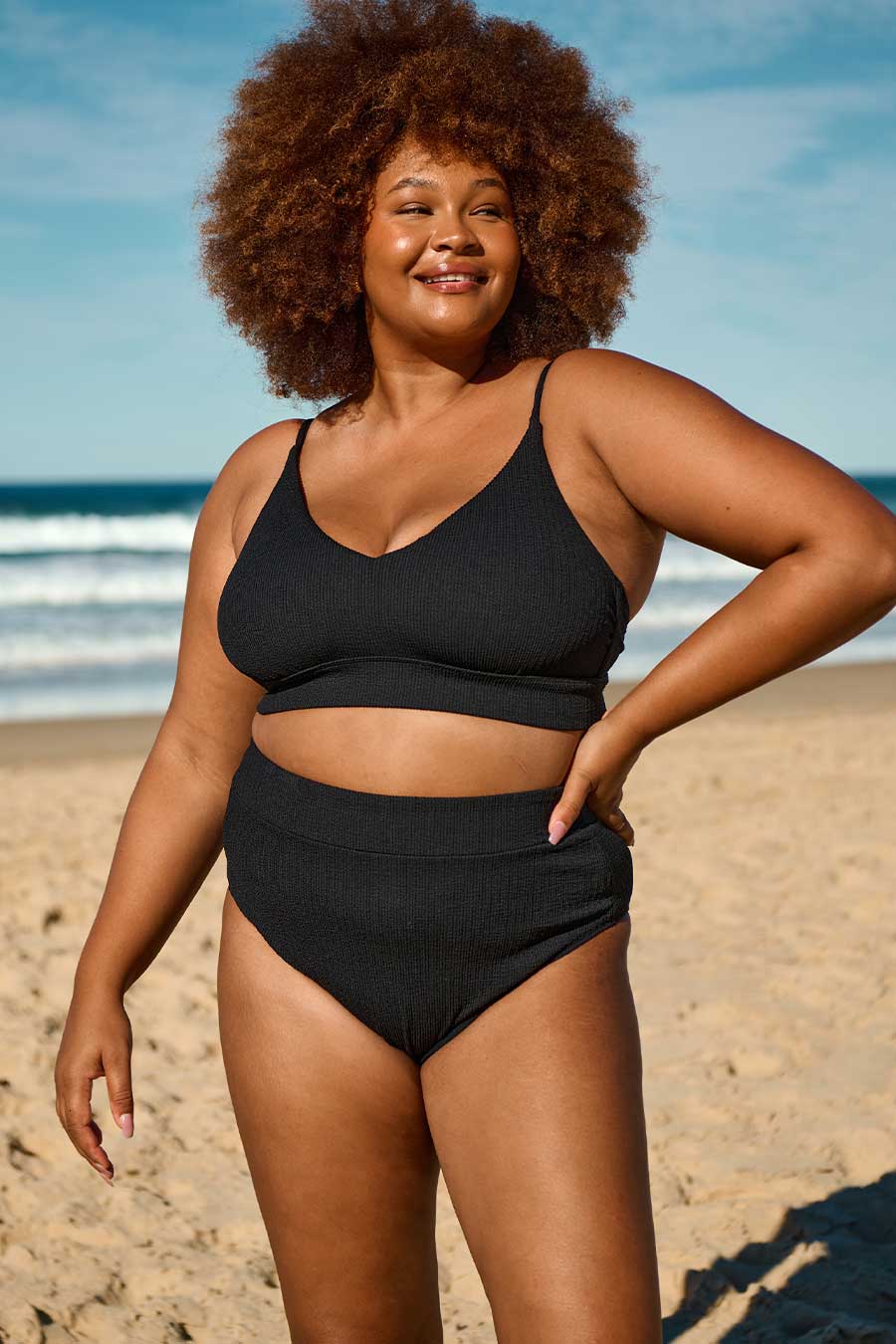Byron Adjustable Bikini Top - Black Textured Swimwear for Women | Perfect for Beach, Pool & Summer Vacations