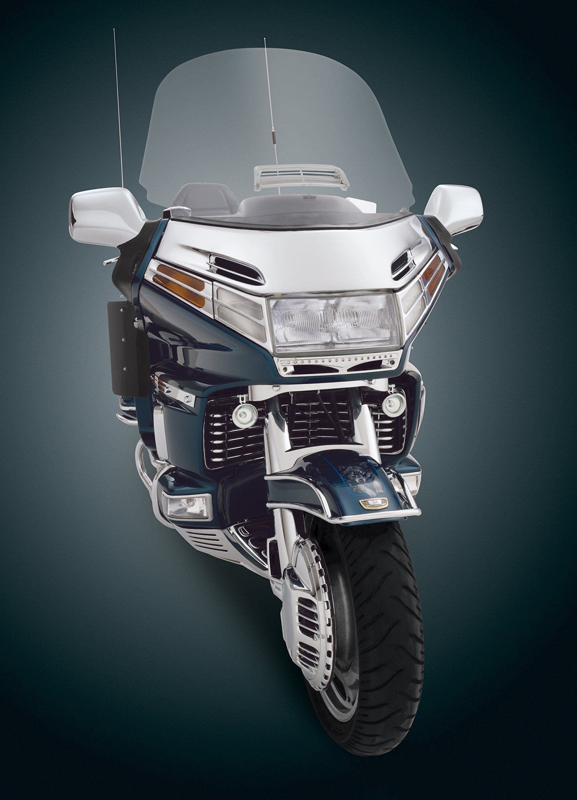 Show Chrome Accessories 2-451 Motorcycle Windshield Accent Trim - Premium Chrome Windshield Decoration for Harley, Honda, Yamaha & More - Perfect for Bike Customization & Road Trips