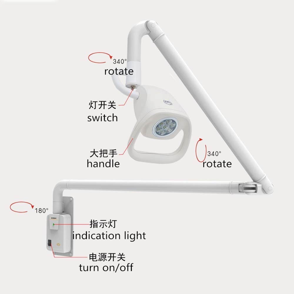 NSKI 21W LED Dental Exam Light - Wall Mounted Shadowless Surgical Operating Lamp with 7 LEDs for Dentist Office, Clinic & Hospital Use