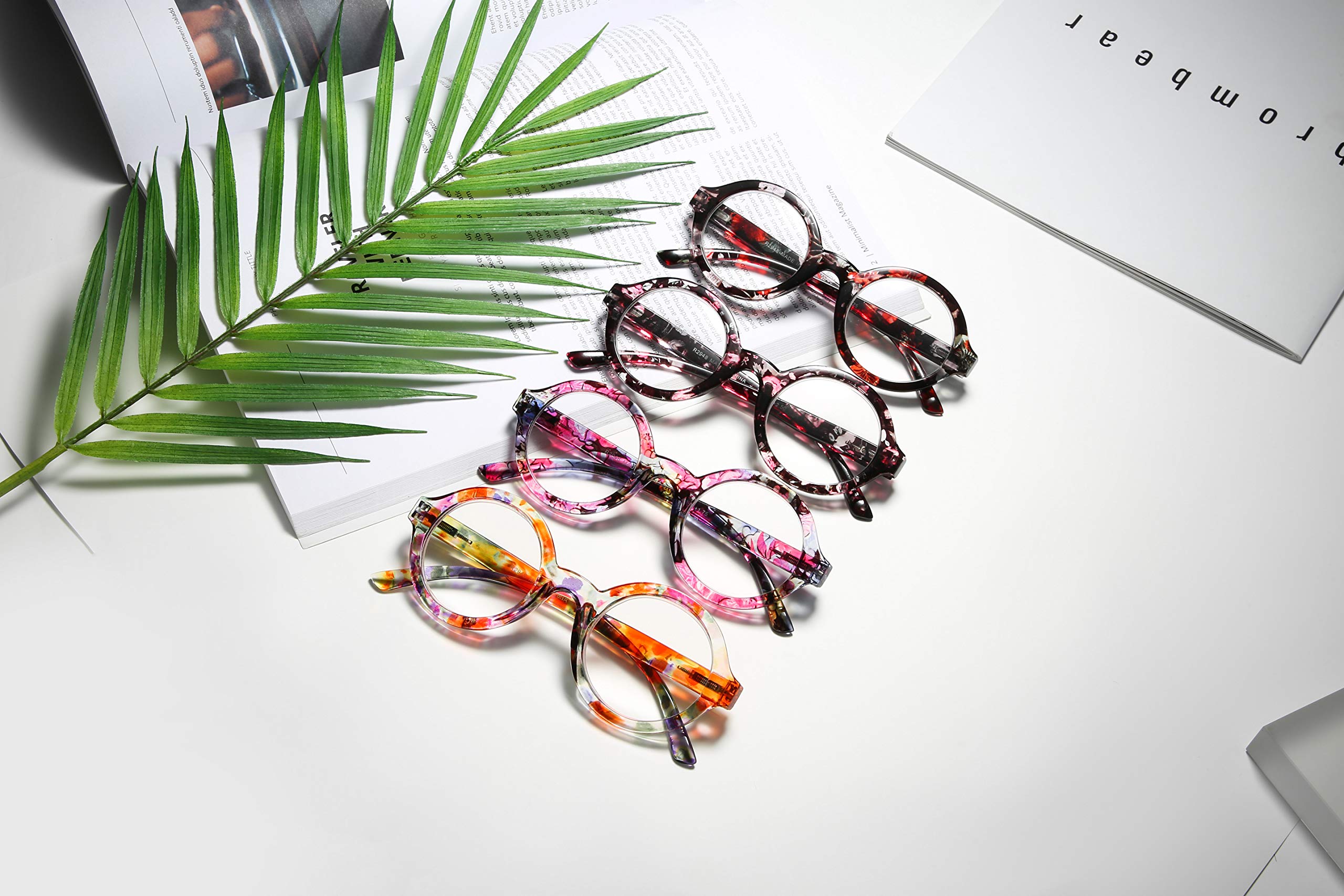 Bevi Stylish Round Reading Glasses for Women with Spring Hinges - 2.25 Magnification (2948) | Lightweight & Comfortable Readers for Book Lovers, Office Work & Daily Use