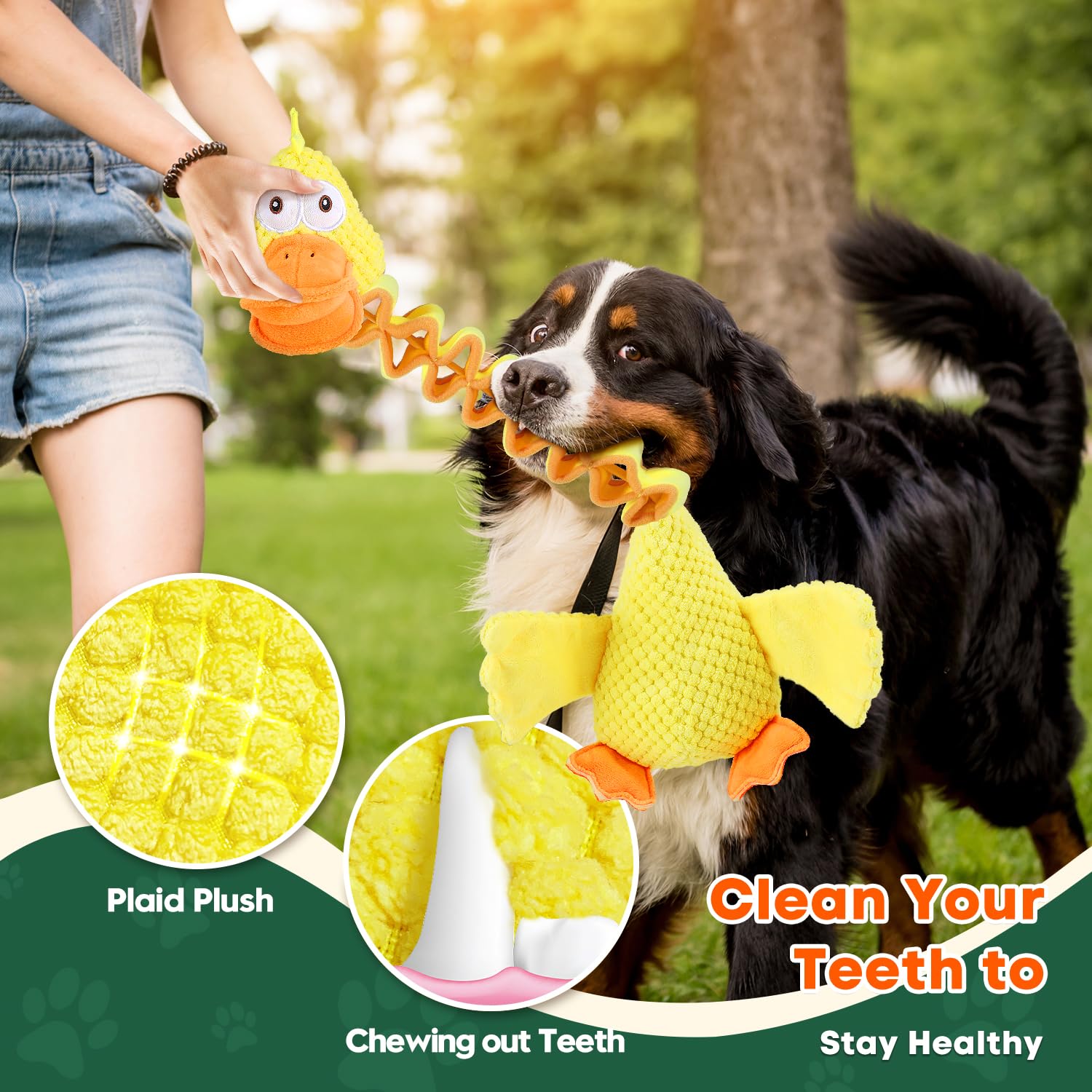 Durable Puppy Chew Toys for Aggressive Chewers - Retractable Tug of War Dog Toys with Squeaker for Small, Medium & Large Dogs (Duck Design) - Perfect for Playtime, Training & Teeth Cleaning