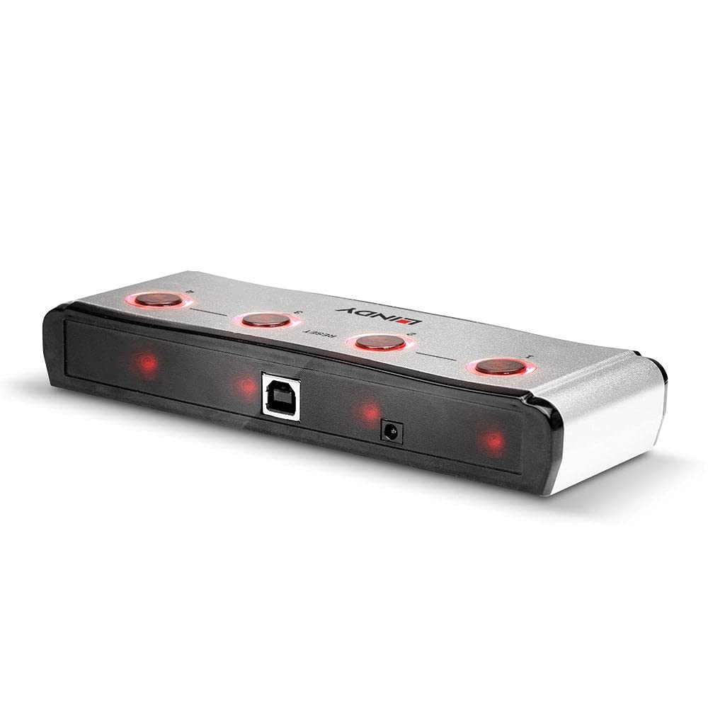 LINDY 4-Port USB to RS-232 Serial Adapter (9-Pin DB9) - Model 42858 | Connect Legacy Devices to Modern Computers for Industrial, POS & Networking Applications