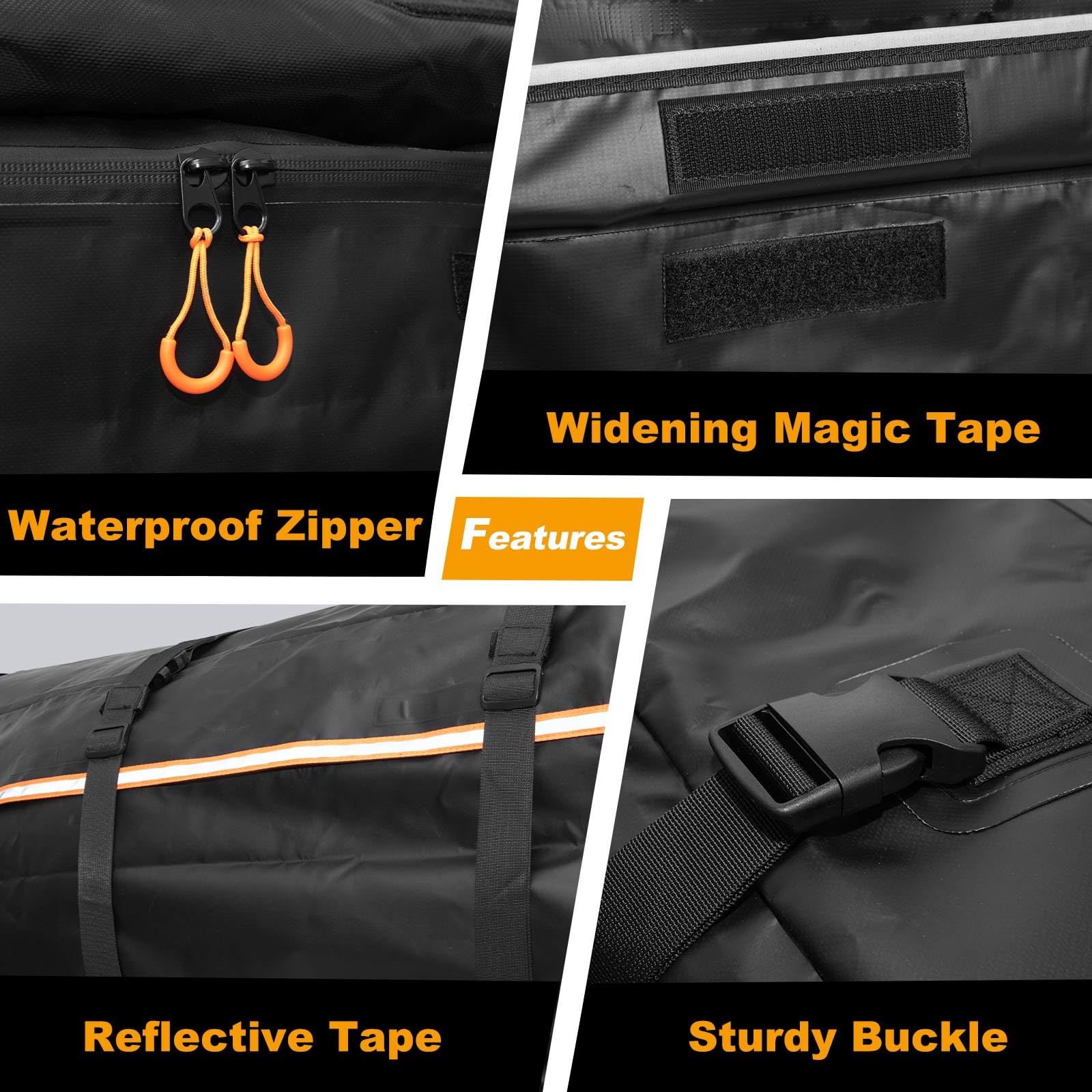 21 Cubic Feet Waterproof Rooftop Cargo Carrier Bag - 1000D Heavy Duty Car Roof Storage for SUVs, Trucks & All Vehicles (With/Without Rack) | Includes Anti-Slip Mat, 8 Door Hooks, Storage Bag & Luggage Lock | Perfect for Road Trips, Camping & Outdoor Adventures