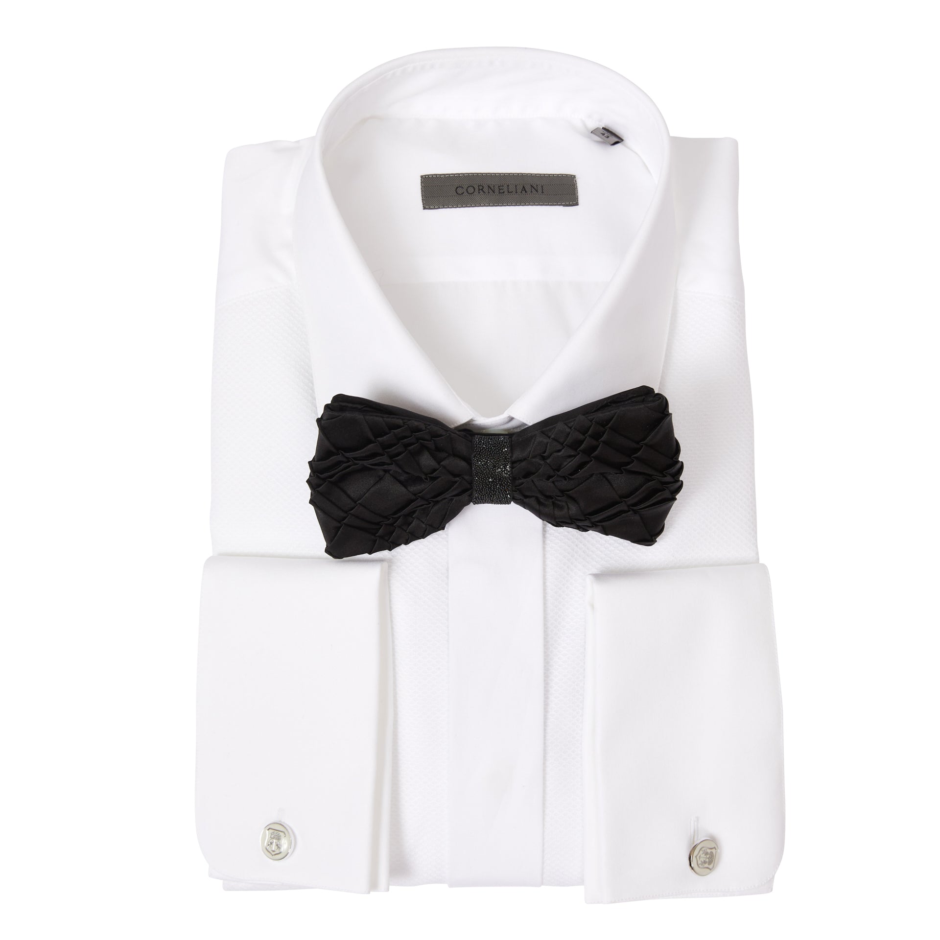 Corneliani Men's White Cotton Dress Shirt for Formal Dinner & Business Occasions – Premium Slim Fit Button Down Shirt for Weddings, Office & Special Events
