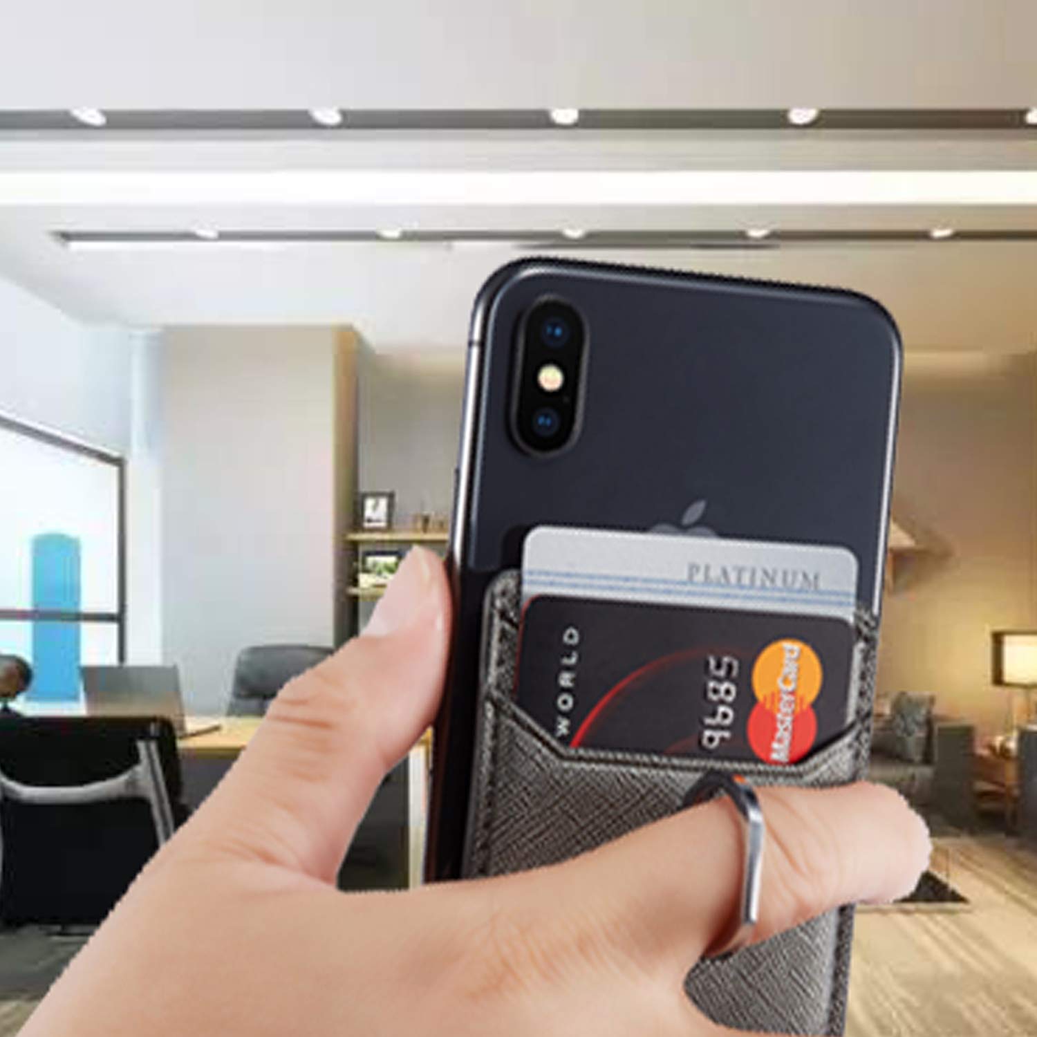 RFID Phone Card Holder - Rose Gold Pu Leather for iPhone & Android - Wallet & Stand for Daily Use