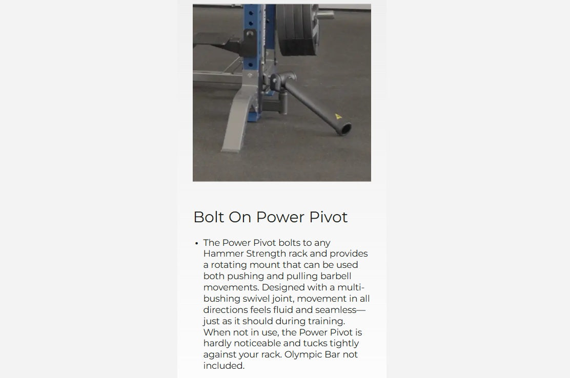 Hammer Strength Bolt-On Power Pivot Rack Attachment - Heavy Duty Gym Equipment for Home & Commercial Use - Perfect for Strength Training & CrossFit Workouts