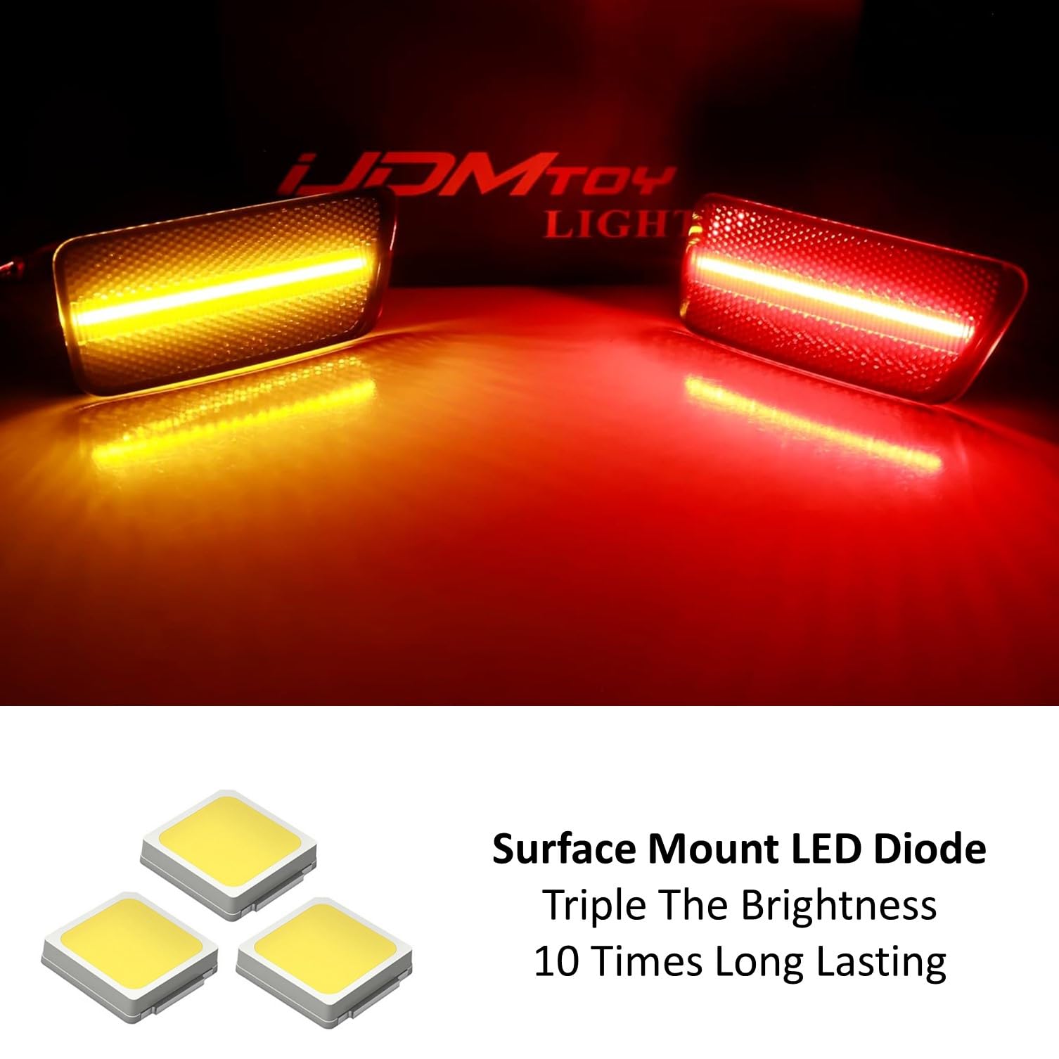 4-Piece Set Smoke Lens Amber/Red Full LED Side Markers for 2021-2023 Ford Bronco Sport - Upgrade Your Off-Road Lighting for Night Driving & Trail Adventures