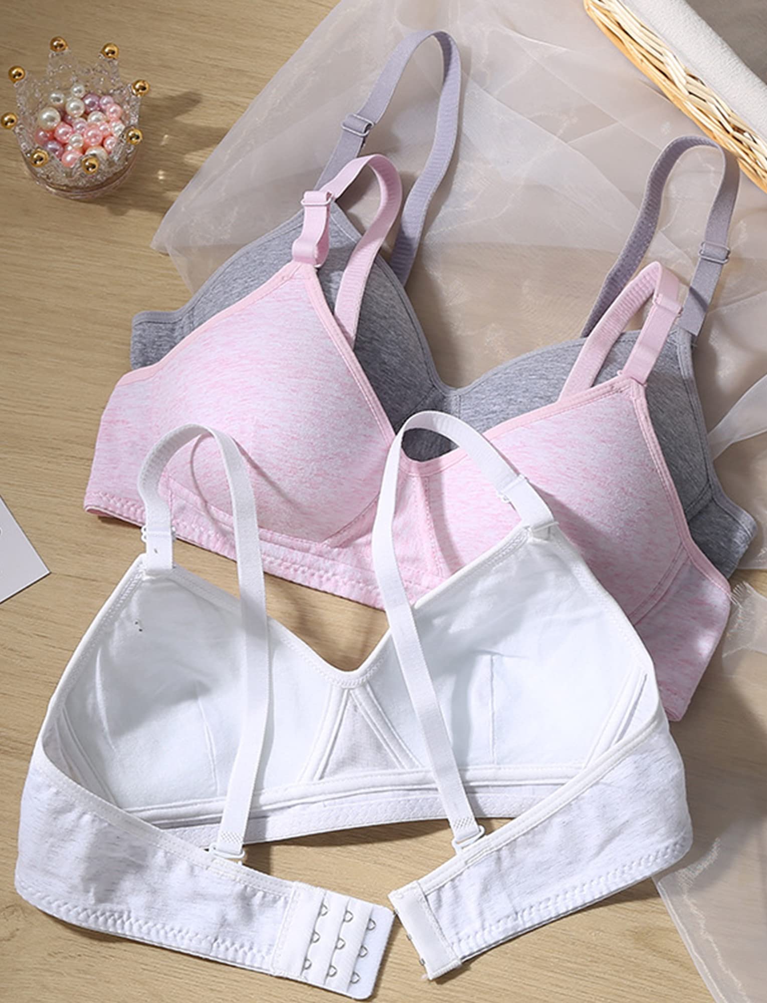 Happy Cherry Girls Adjustable Sports Bra - Lightly Padded Training Bra for Teens & Big Kids - Perfect for Dance & Gym