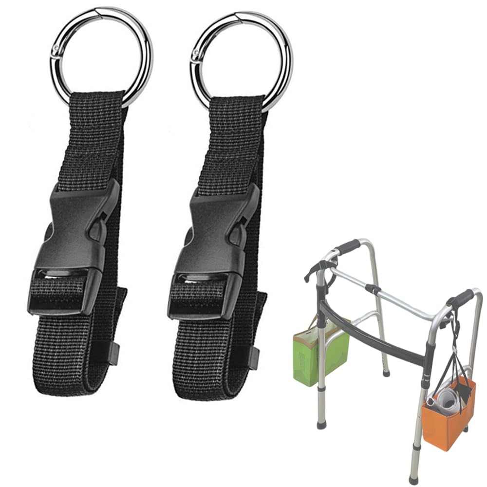 2Pcs Walker Organizer Hooks for Strollers, Rollators, Wheelchairs & Crutches - Lightweight & Easy to Carry for Elderly & Disabled - Perfect for Shopping, Travel & Daily Mobility Assistance