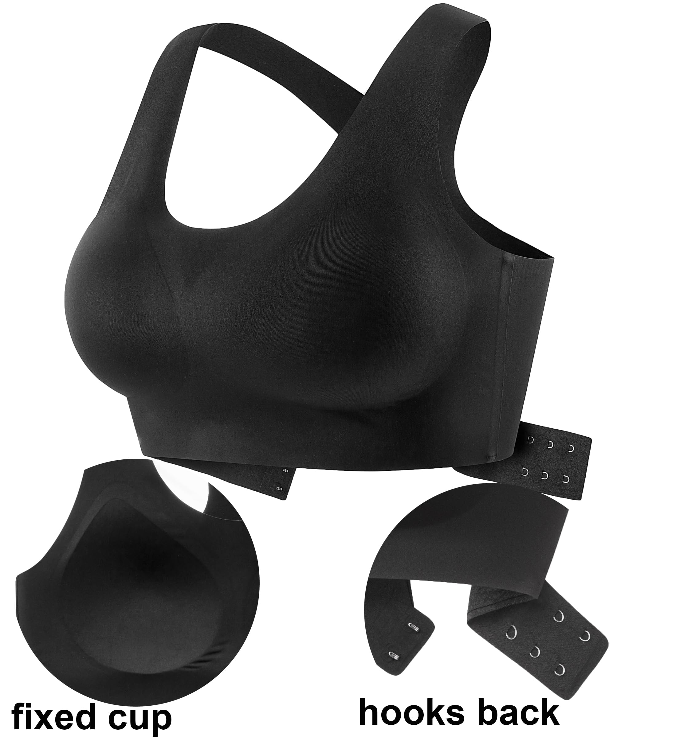 PRETTYWELL Women's Racerback Sports Bras - Wirefree Seamless Comfort with Non-Removable Padded Molded Cups for Yoga, Running & Everyday Wear